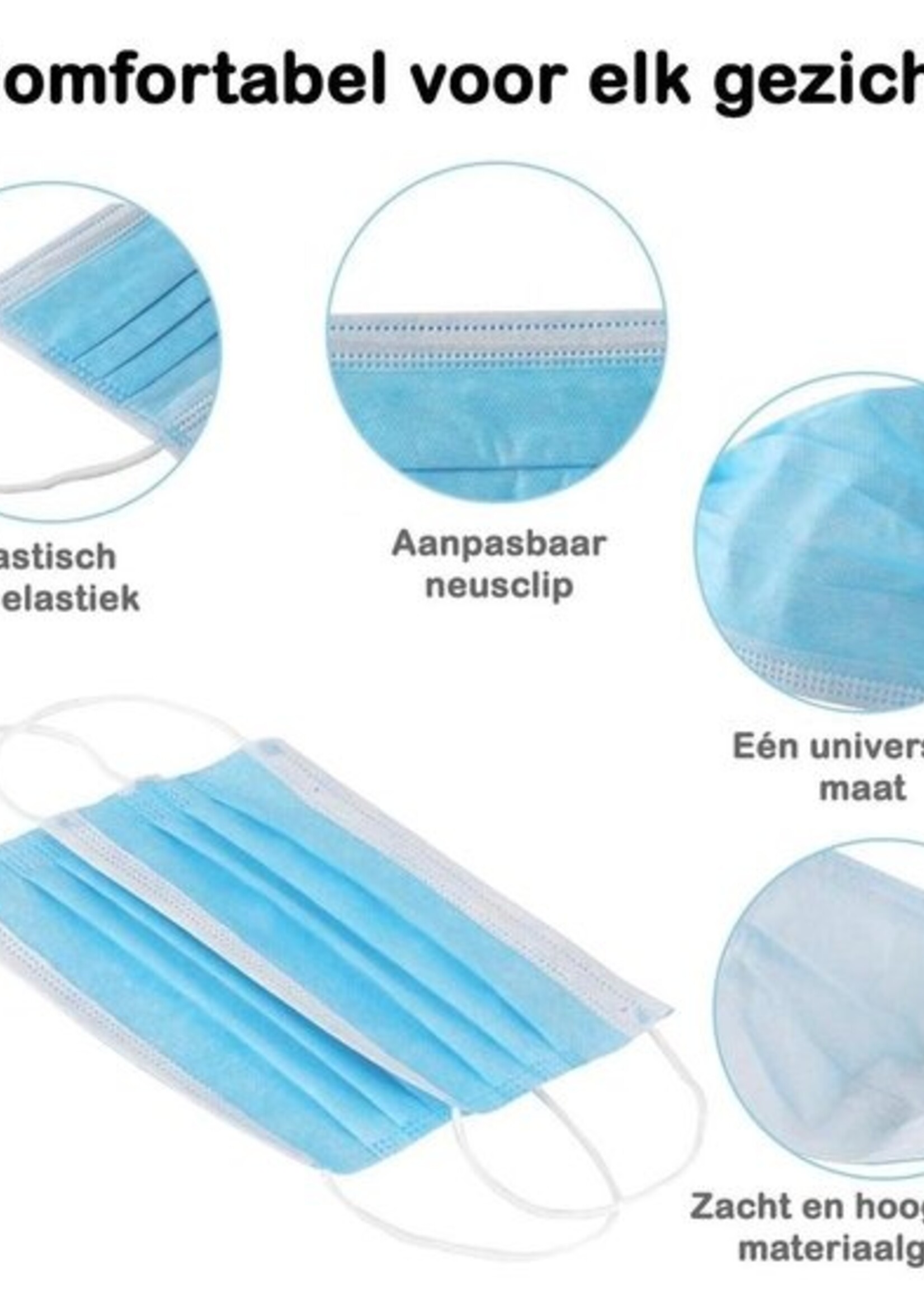 LUQ Mondkapje Wegwerp Mondkapjes Mondmasker Niet Medisch - 100 Stuks