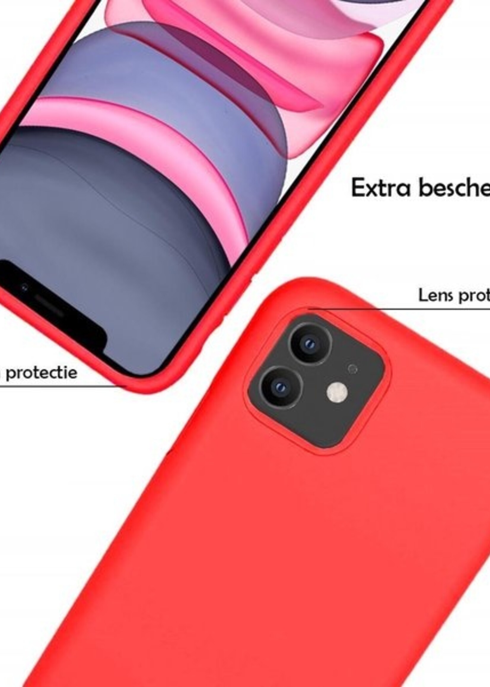 LUQ Hoesje Geschikt voor iPhone 11 Hoesje Siliconen Case - Hoes Geschikt voor iPhone 11 Hoes Siliconen - Rood