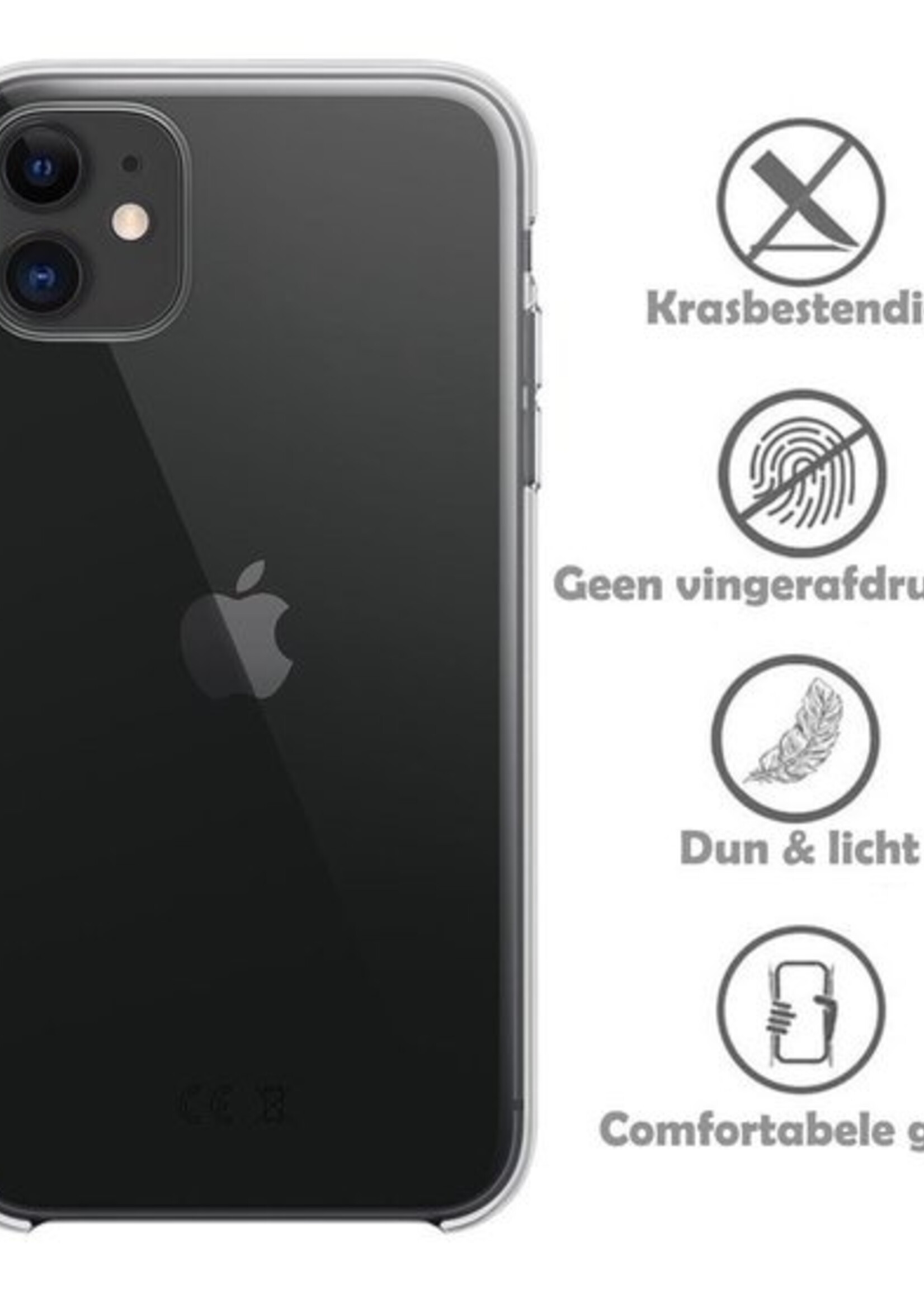 LUQ Hoesje Geschikt voor iPhone 11 Hoesje Siliconen Case - Hoes Geschikt voor iPhone 11 Hoes Siliconen - Transparant