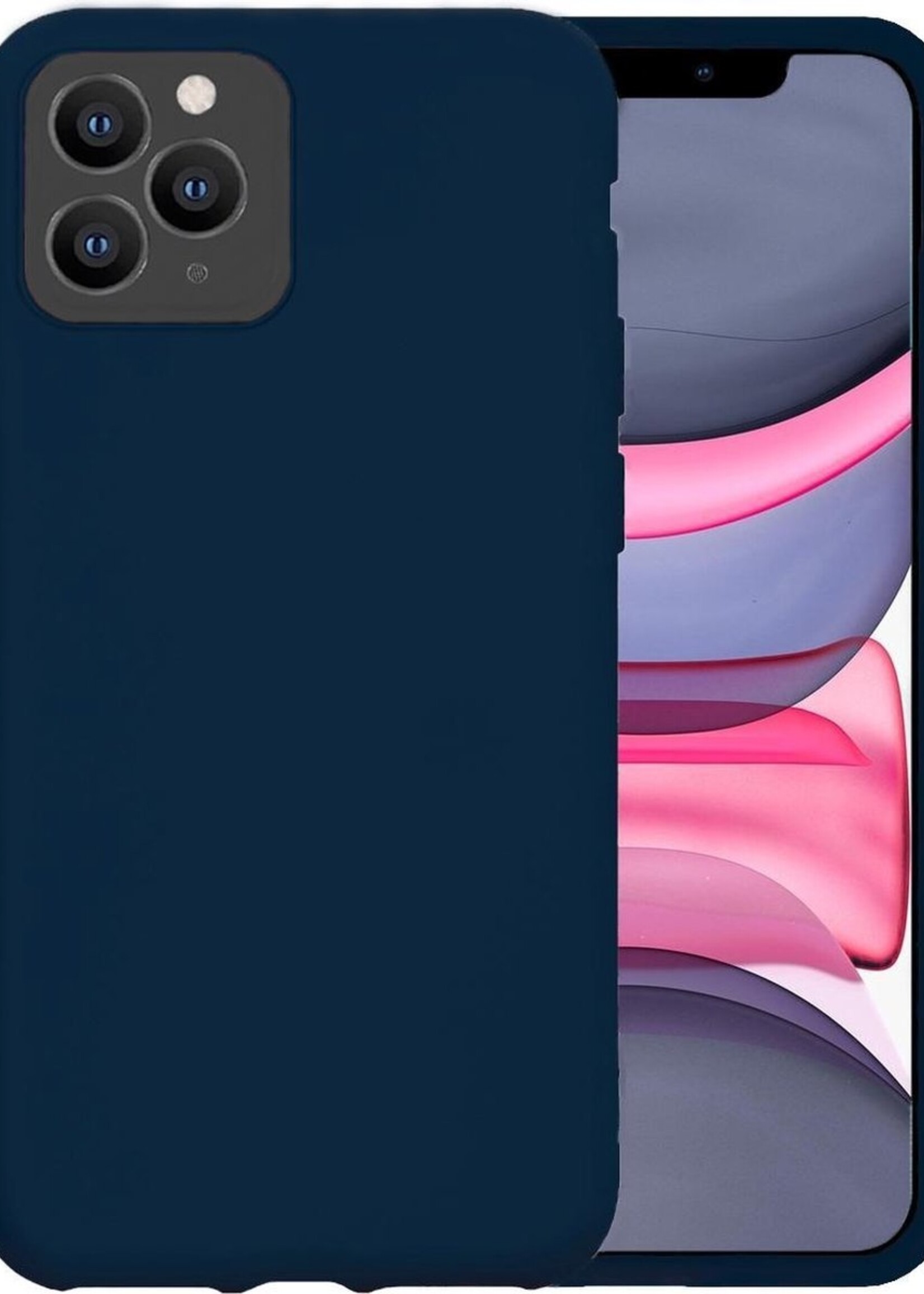 LUQ Hoesje Geschikt voor iPhone 11 Pro Hoesje Siliconen Case - Hoes Geschikt voor iPhone 11 Pro Hoes Siliconen - Donkerblauw
