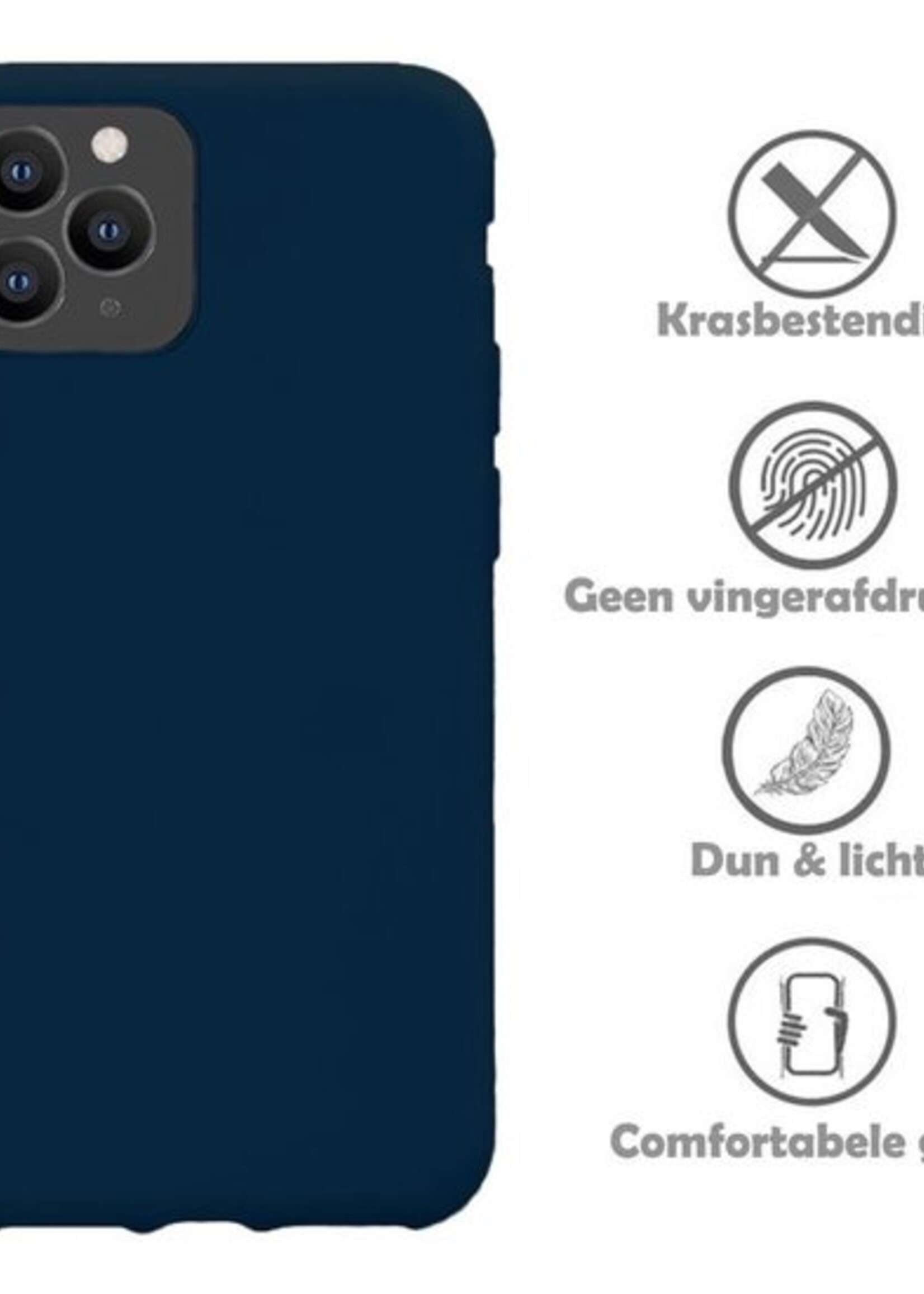 LUQ Hoesje Geschikt voor iPhone 11 Pro Hoesje Siliconen Case - Hoes Geschikt voor iPhone 11 Pro Hoes Siliconen - Donkerblauw