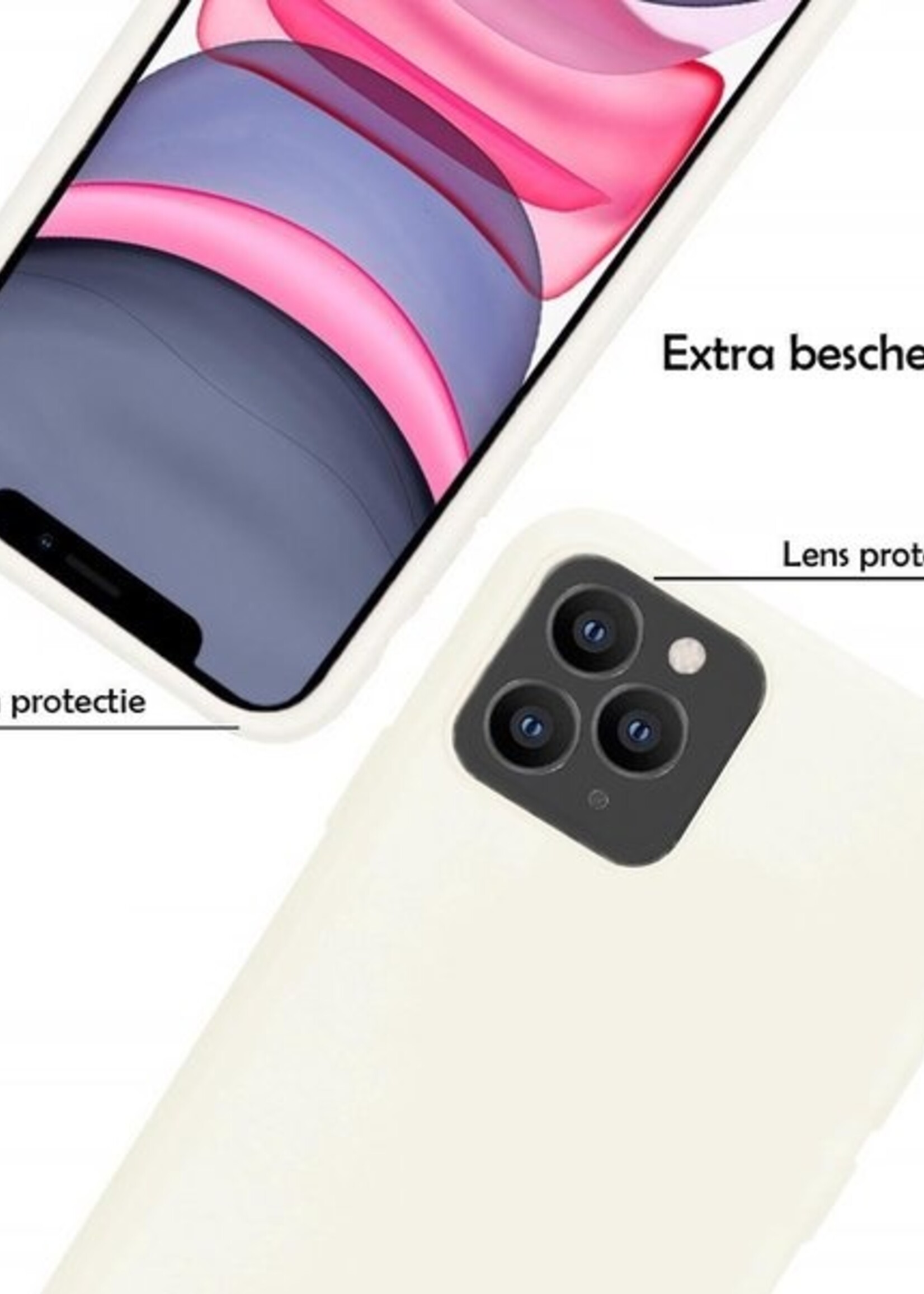 LUQ Hoesje Geschikt voor iPhone 11 Pro Hoesje Siliconen Case - Hoes Geschikt voor iPhone 11 Pro Hoes Siliconen - Wit