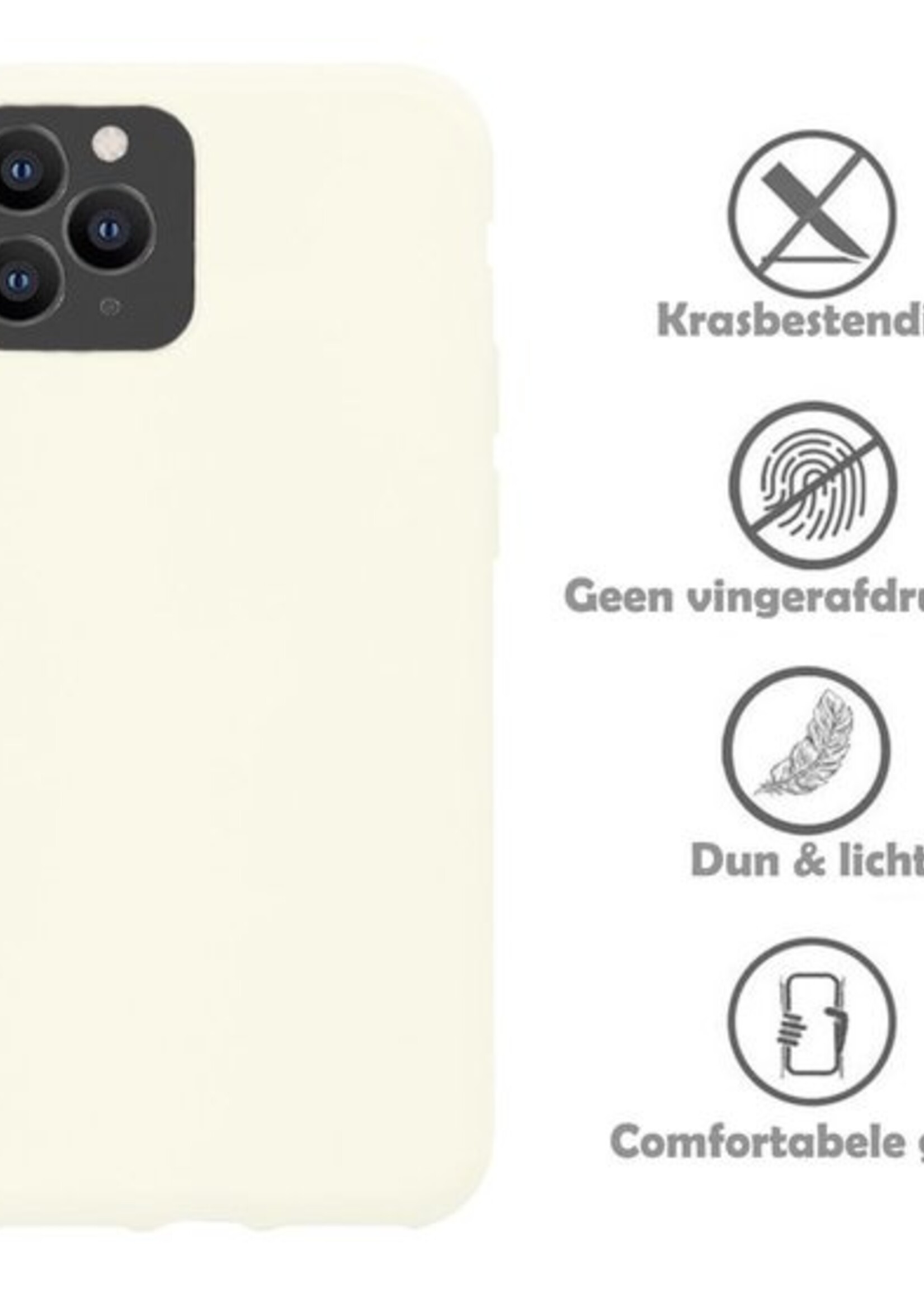 LUQ Hoesje Geschikt voor iPhone 11 Pro Hoesje Siliconen Case - Hoes Geschikt voor iPhone 11 Pro Hoes Siliconen - Wit