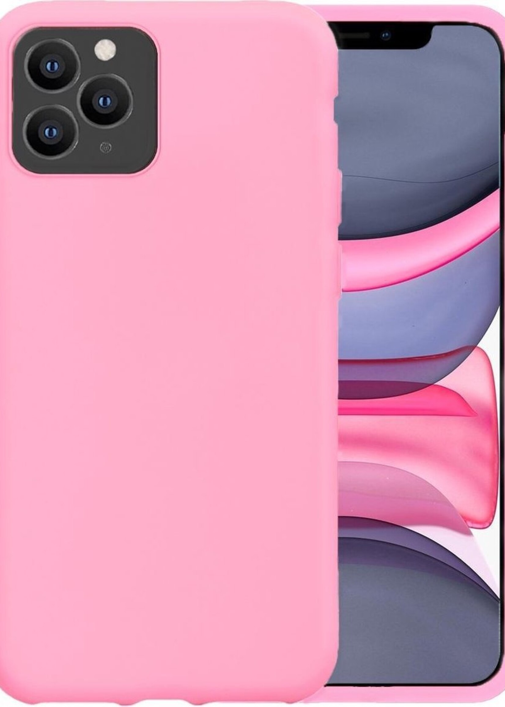 LUQ Hoesje Geschikt voor iPhone 11 Pro Hoesje Siliconen Case - Hoes Geschikt voor iPhone 11 Pro Hoes Siliconen - Lichtroze