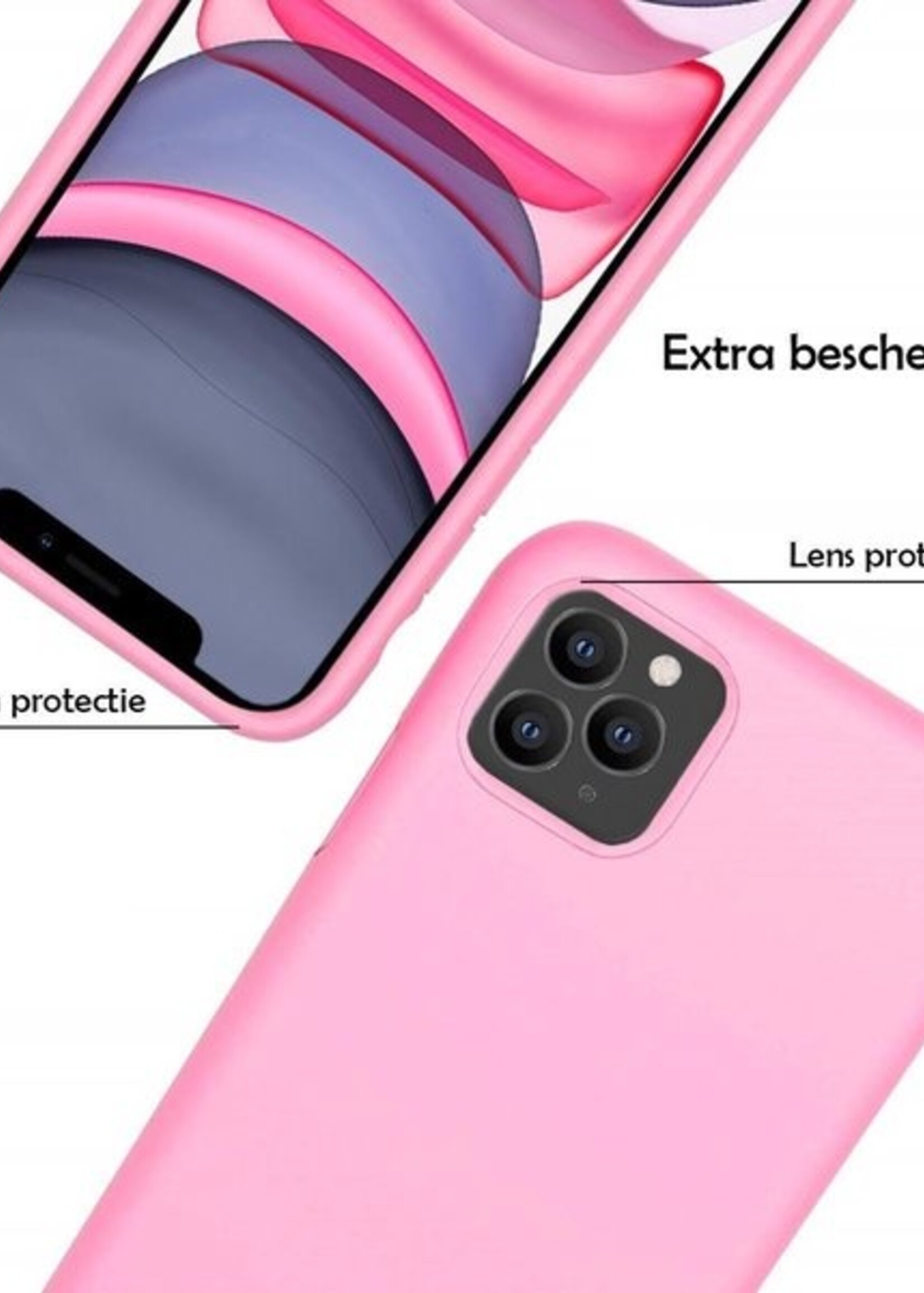 LUQ Hoesje Geschikt voor iPhone 11 Pro Hoesje Siliconen Case - Hoes Geschikt voor iPhone 11 Pro Hoes Siliconen - Lichtroze