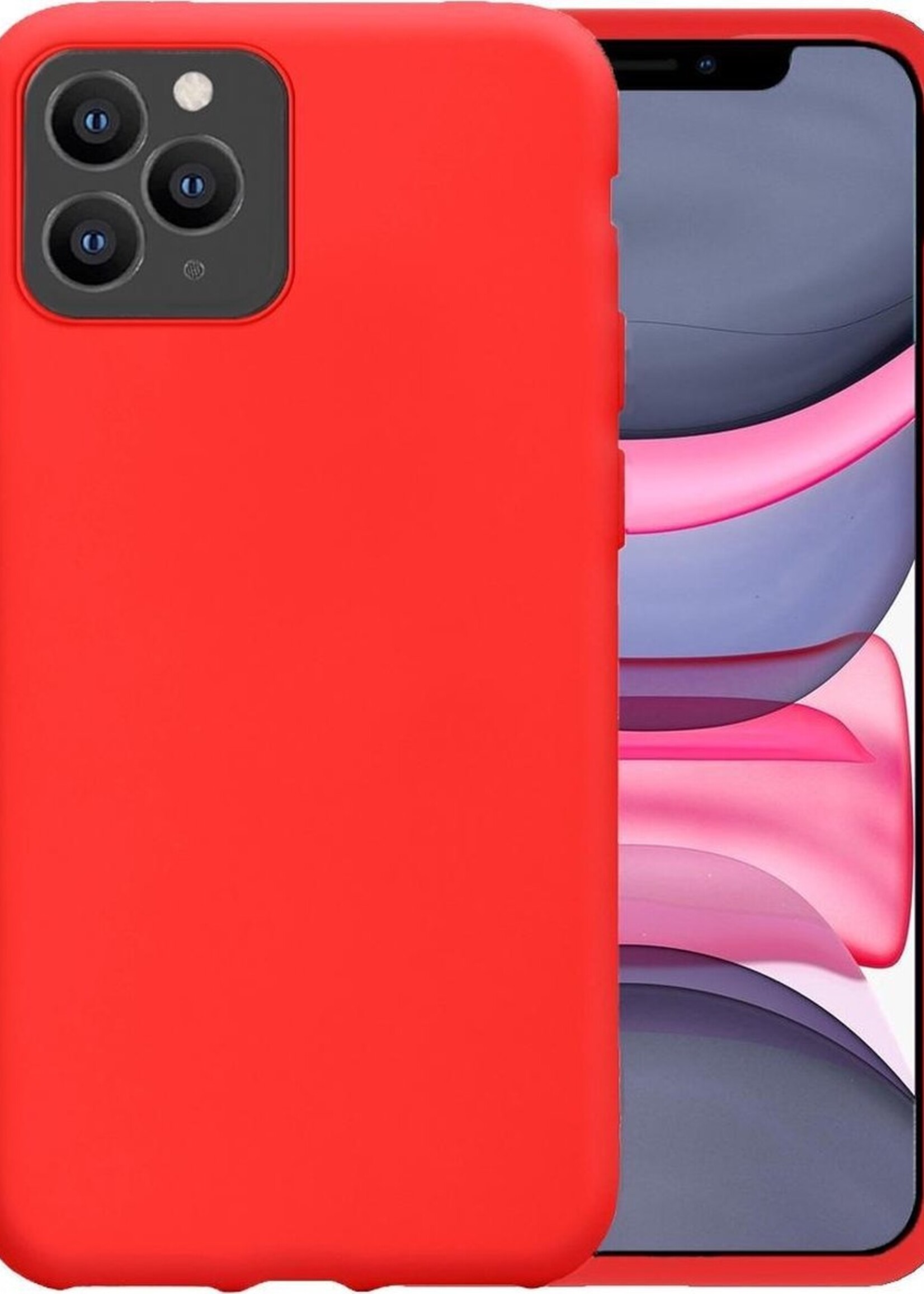 LUQ Hoesje Geschikt voor iPhone 11 Pro Max Hoesje Siliconen Case - Hoes Geschikt voor iPhone 11 Pro Max Hoes Siliconen - Rood
