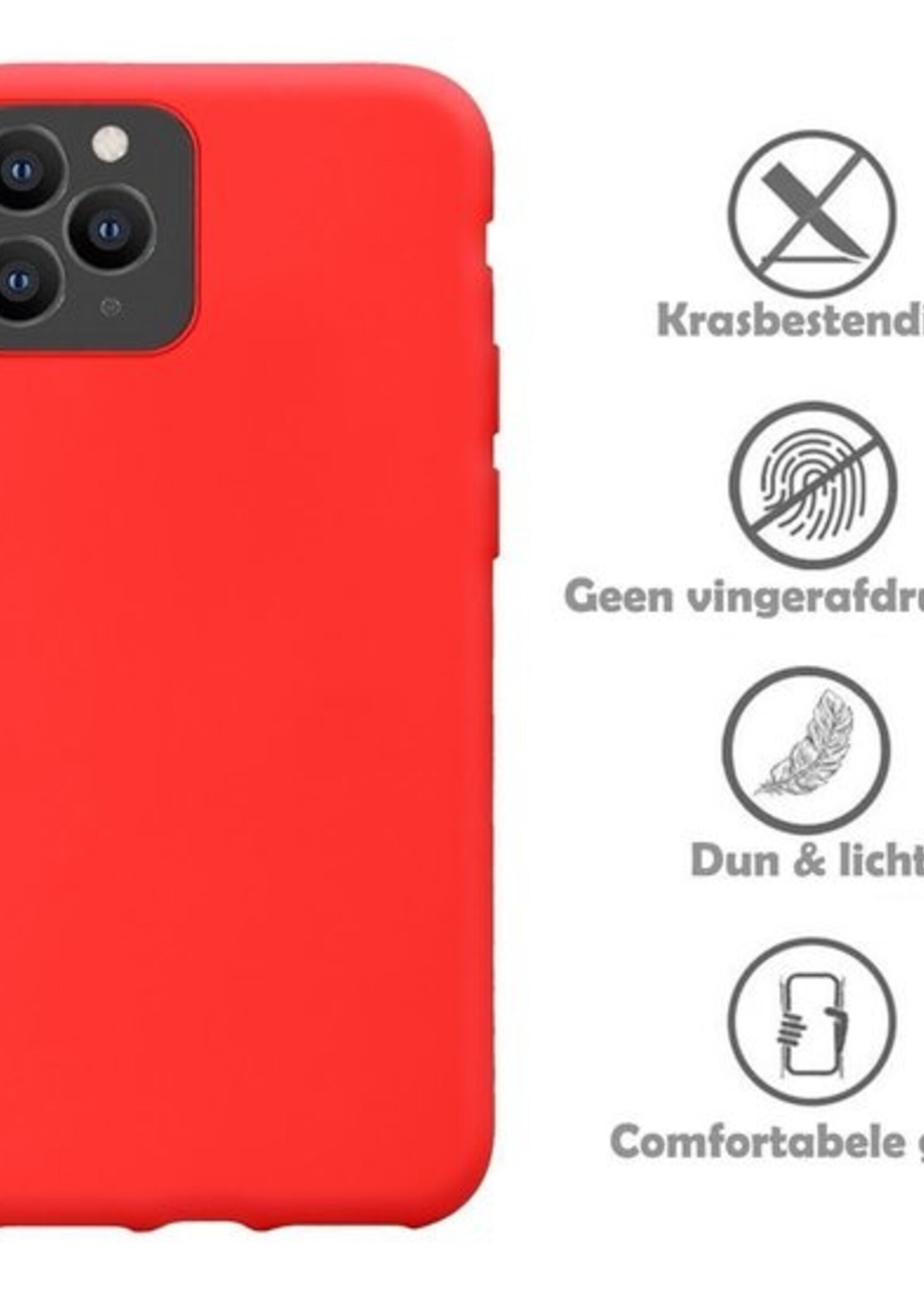 LUQ Hoesje Geschikt voor iPhone 11 Pro Max Hoesje Siliconen Case - Hoes Geschikt voor iPhone 11 Pro Max Hoes Siliconen - Rood