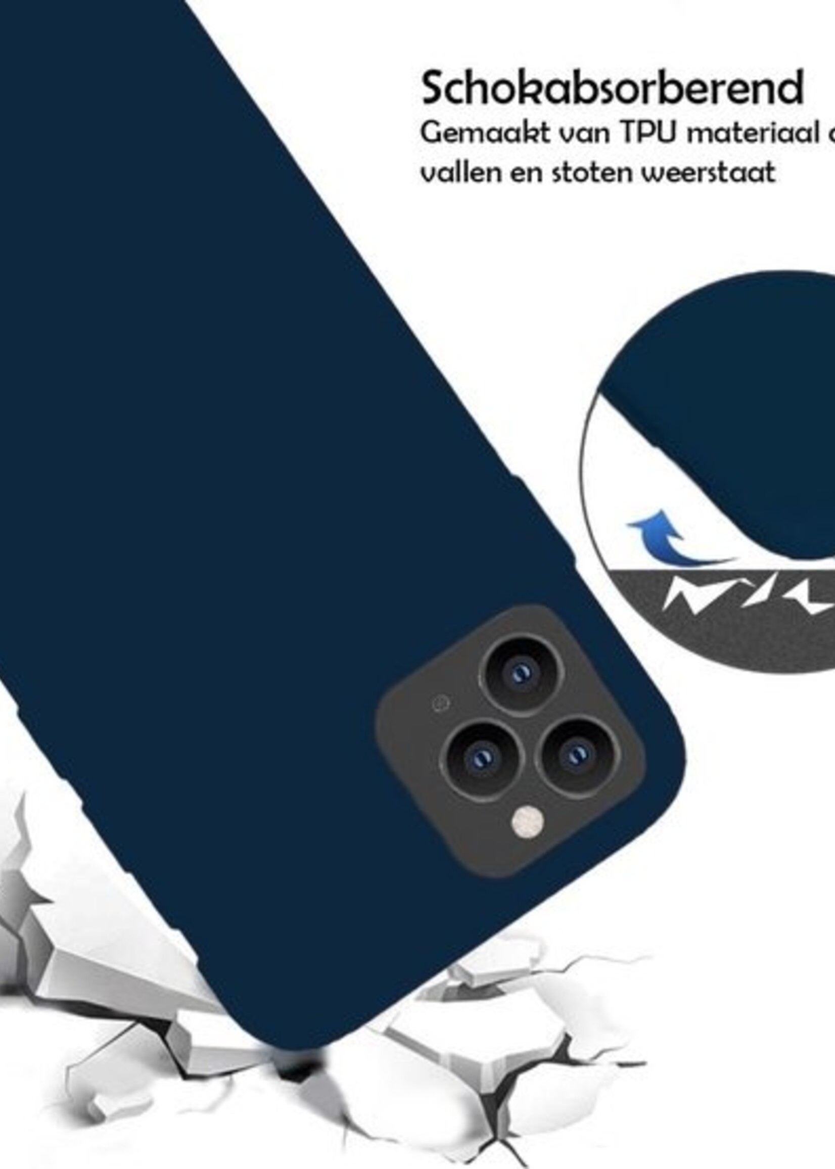 LUQ Hoesje Geschikt voor iPhone 11 Pro Max Hoesje Siliconen Case - Hoes Geschikt voor iPhone 11 Pro Max Hoes Siliconen - Donkerblauw