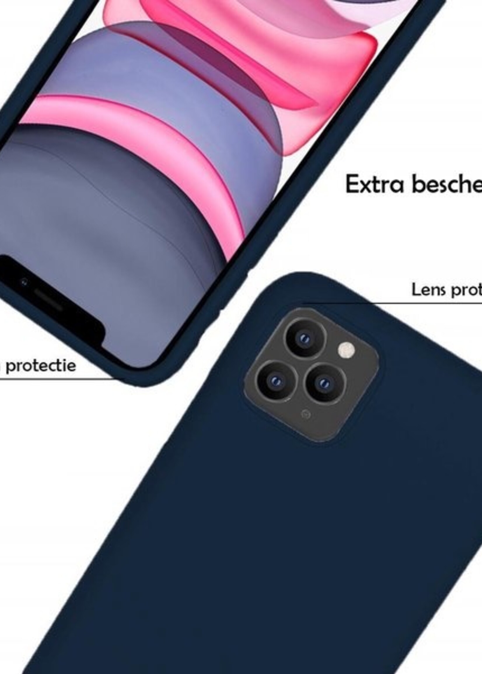 LUQ Hoesje Geschikt voor iPhone 11 Pro Max Hoesje Siliconen Case - Hoes Geschikt voor iPhone 11 Pro Max Hoes Siliconen - Donkerblauw