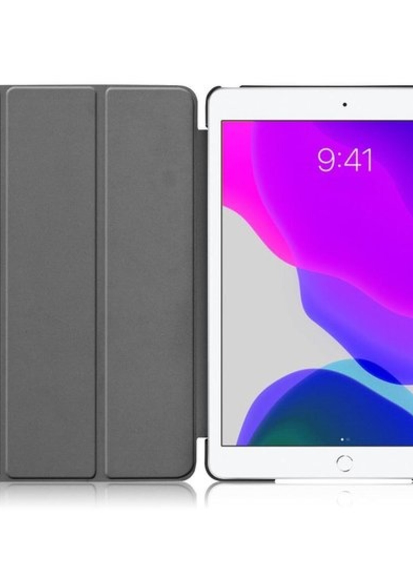 LUQ Hoes Geschikt voor iPad 10.2 2019 Hoes Luxe Hoesje Book Case - Hoesje Geschikt voor iPad 7 Hoes Cover - Donkerblauw