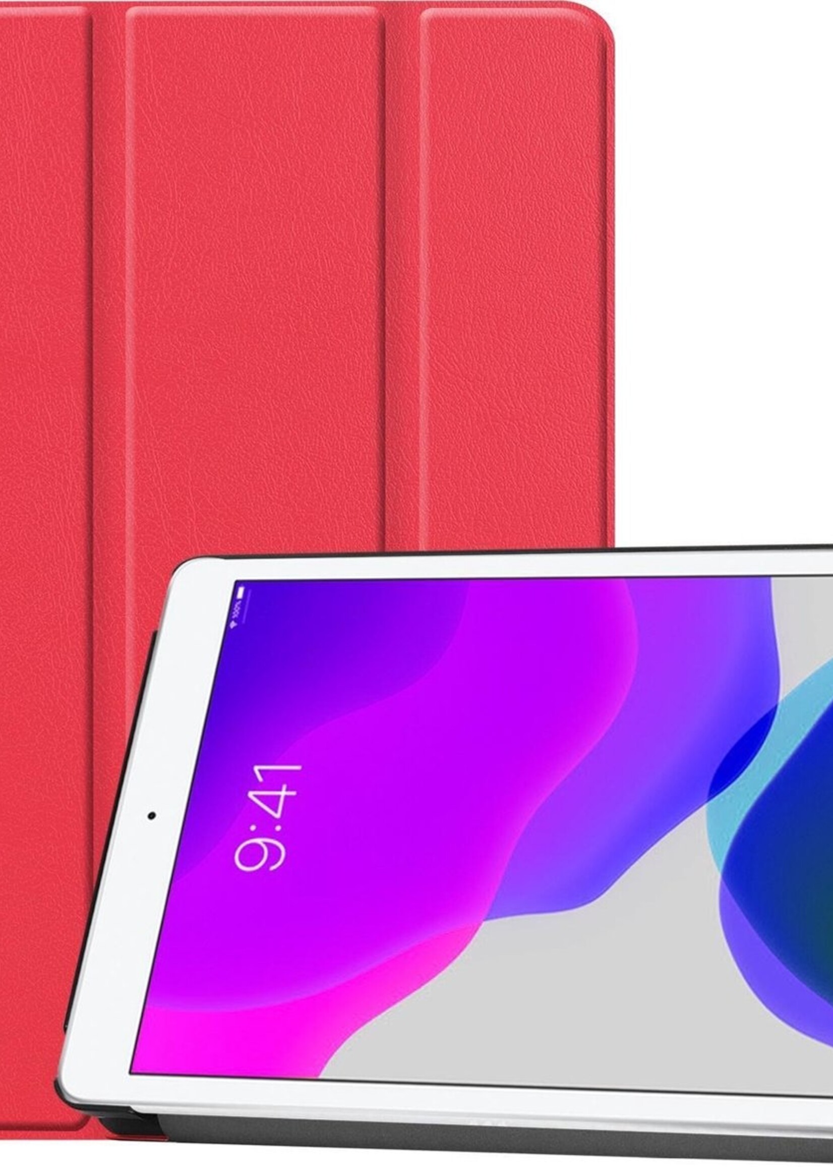 LUQ Hoes Geschikt voor iPad 10.2 2019 Hoes Luxe Hoesje Book Case - Hoesje Geschikt voor iPad 7 Hoes Cover - Rood