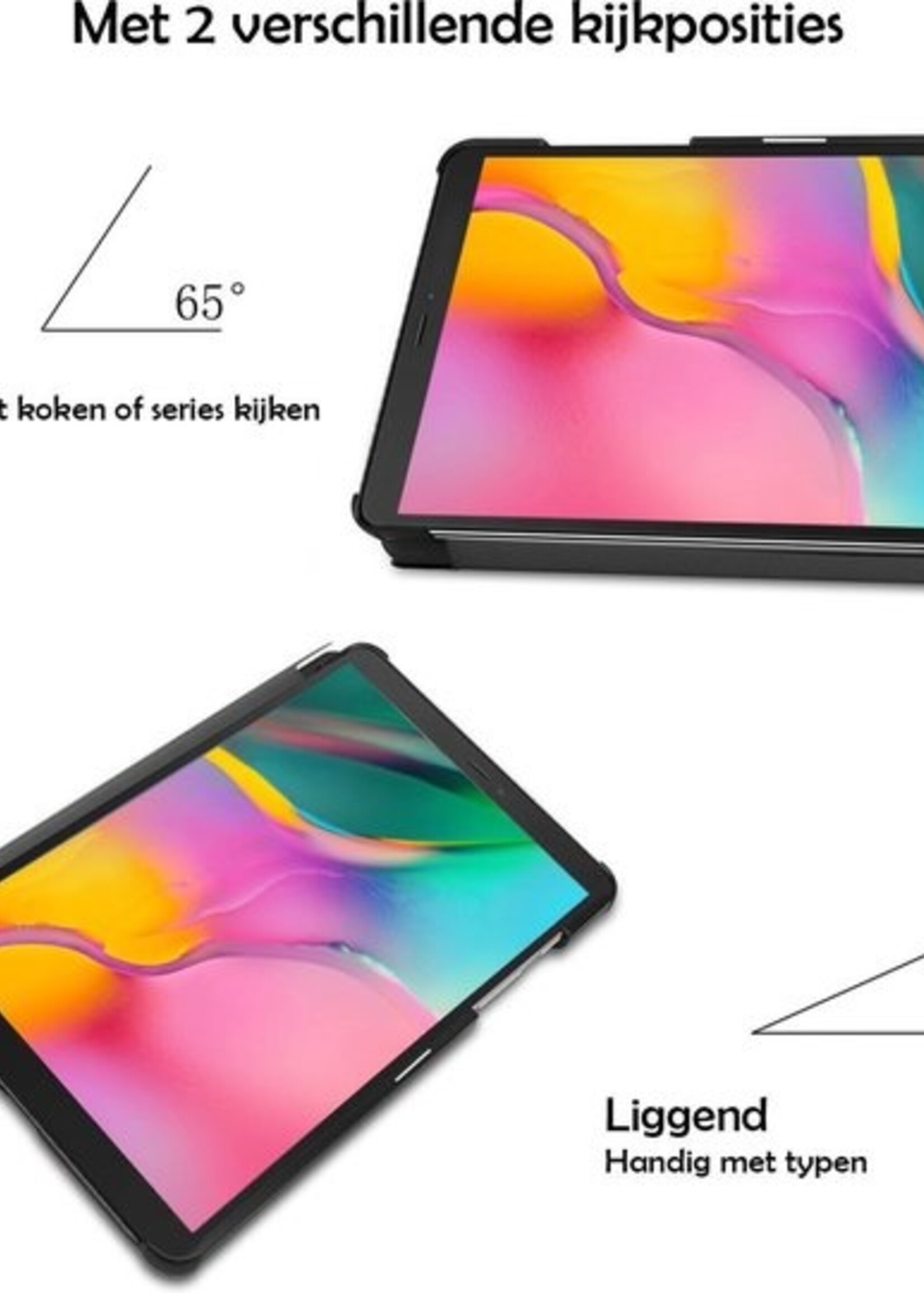 LUQ Hoes Geschikt voor Samsung Galaxy Tab A 8.0 (2019) Hoes Luxe Hoesje Book Case - Hoesje Geschikt voor Samsung Tab A 8.0 (2019) Hoes Cover - Zwart