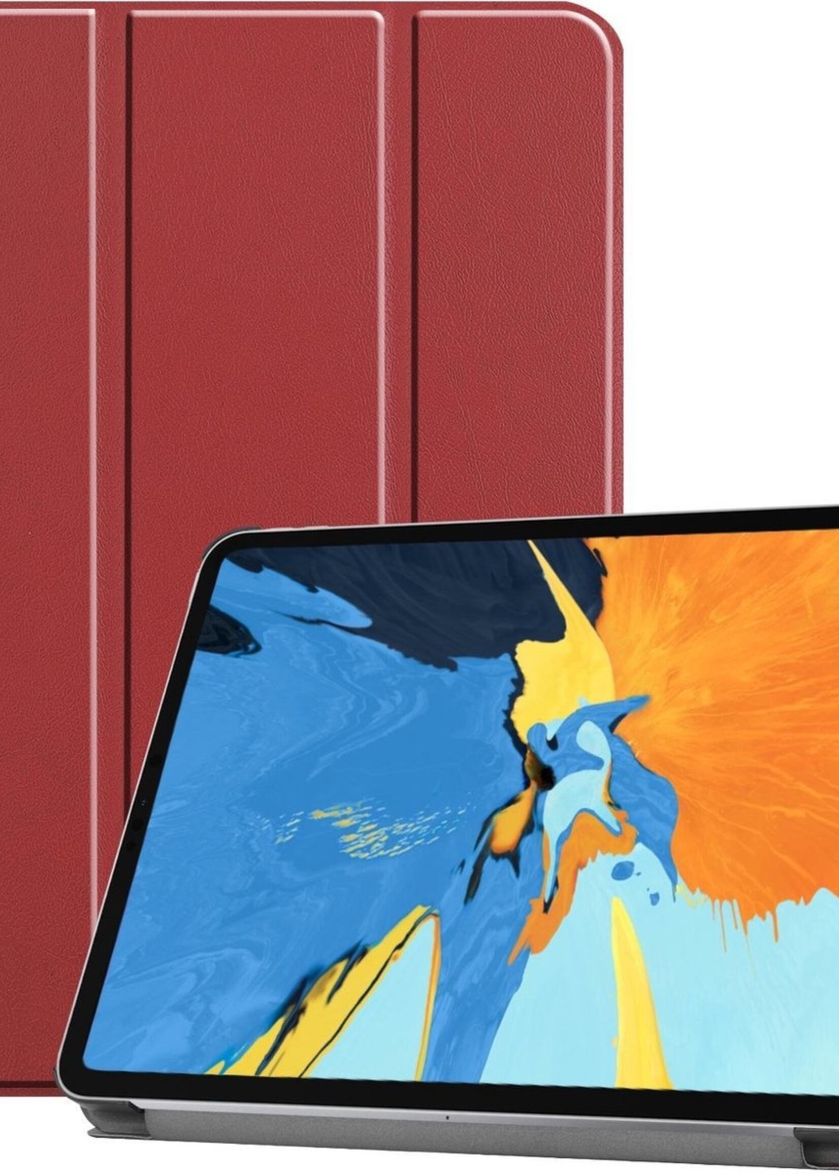 LUQ Hoes Geschikt voor iPad Pro 2020 (11 inch) Hoes Luxe Hoesje Book Case - Hoesje Geschikt voor iPad Pro 11 inch (2020) Hoes Cover - Donkerrood