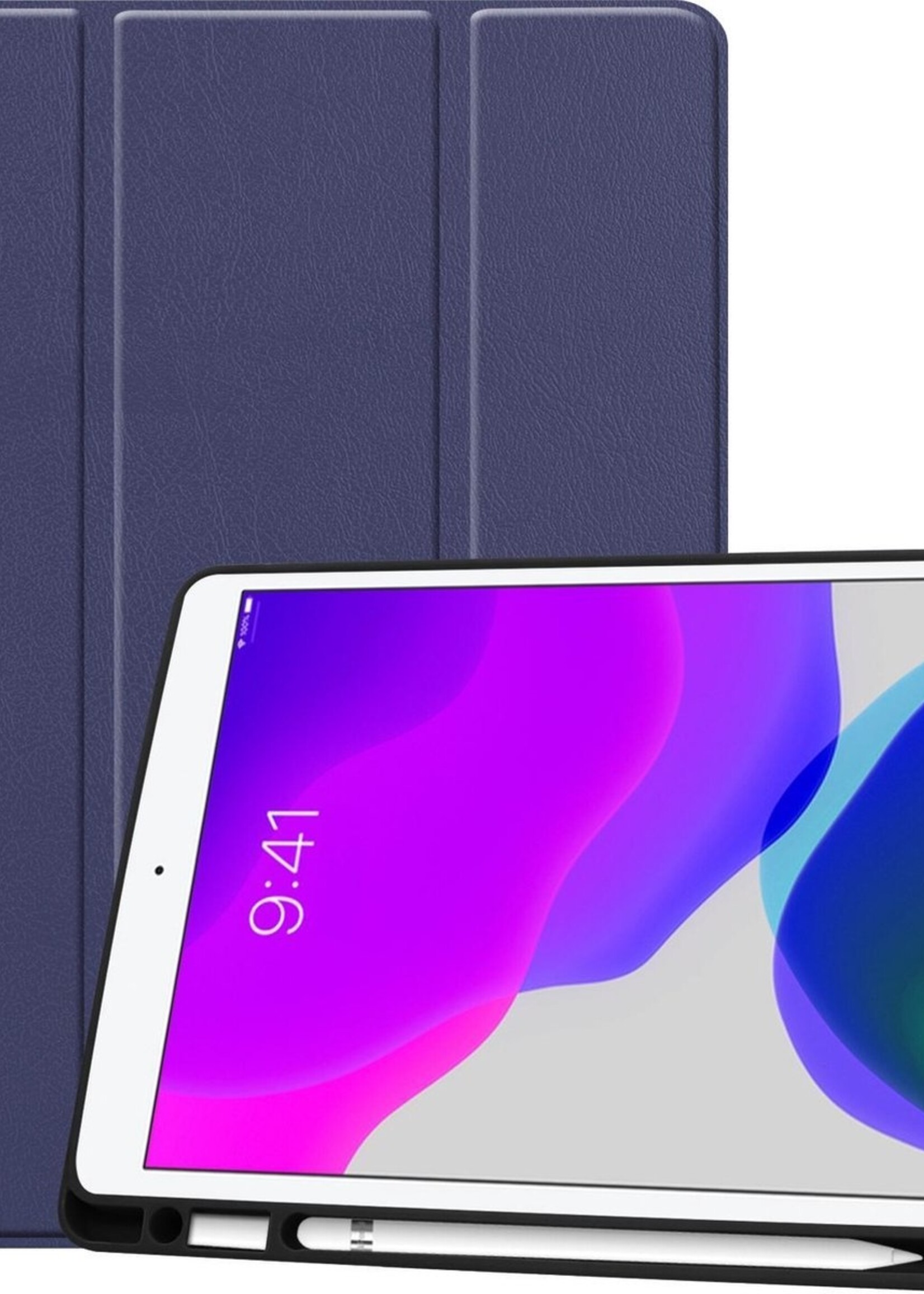 LUQ Hoes Geschikt voor iPad 10.2 2019 Hoes Luxe Hoesje Case Met Uitsparing Geschikt voor Apple Pencil - Hoesje Geschikt voor iPad 7 Hoes Cover - Donkerblauw