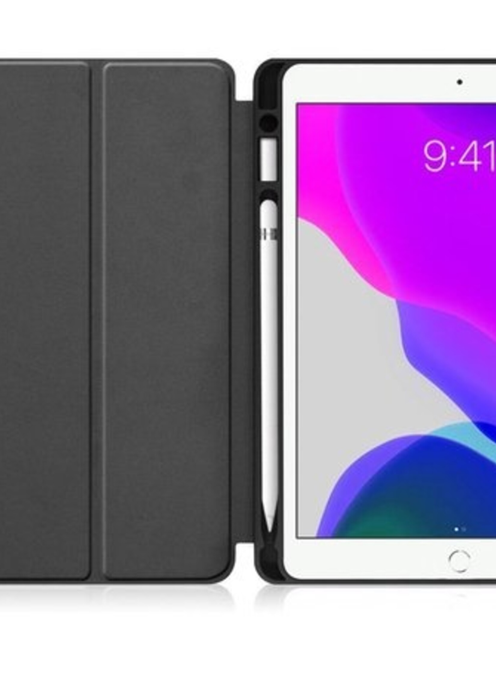 LUQ Hoes Geschikt voor iPad 10.2 2019 Hoes Luxe Hoesje Case Met Uitsparing Geschikt voor Apple Pencil - Hoesje Geschikt voor iPad 7 Hoes Cover - Donkerblauw