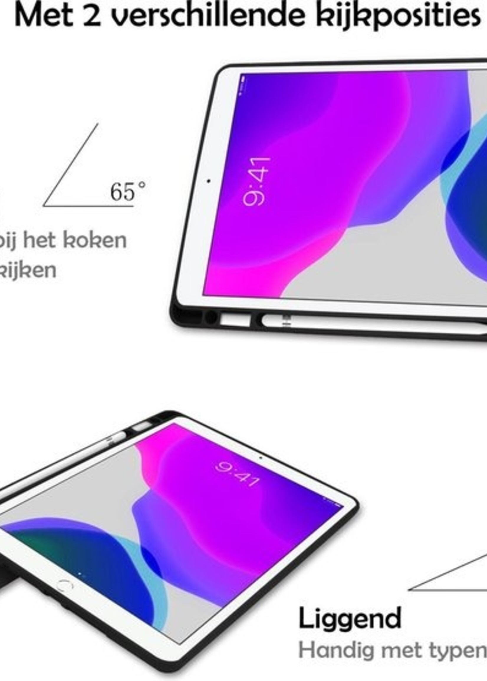 LUQ Hoes Geschikt voor iPad 10.2 2019 Hoes Luxe Hoesje Case Met Uitsparing Geschikt voor Apple Pencil - Hoesje Geschikt voor iPad 7 Hoes Cover - Donkerblauw