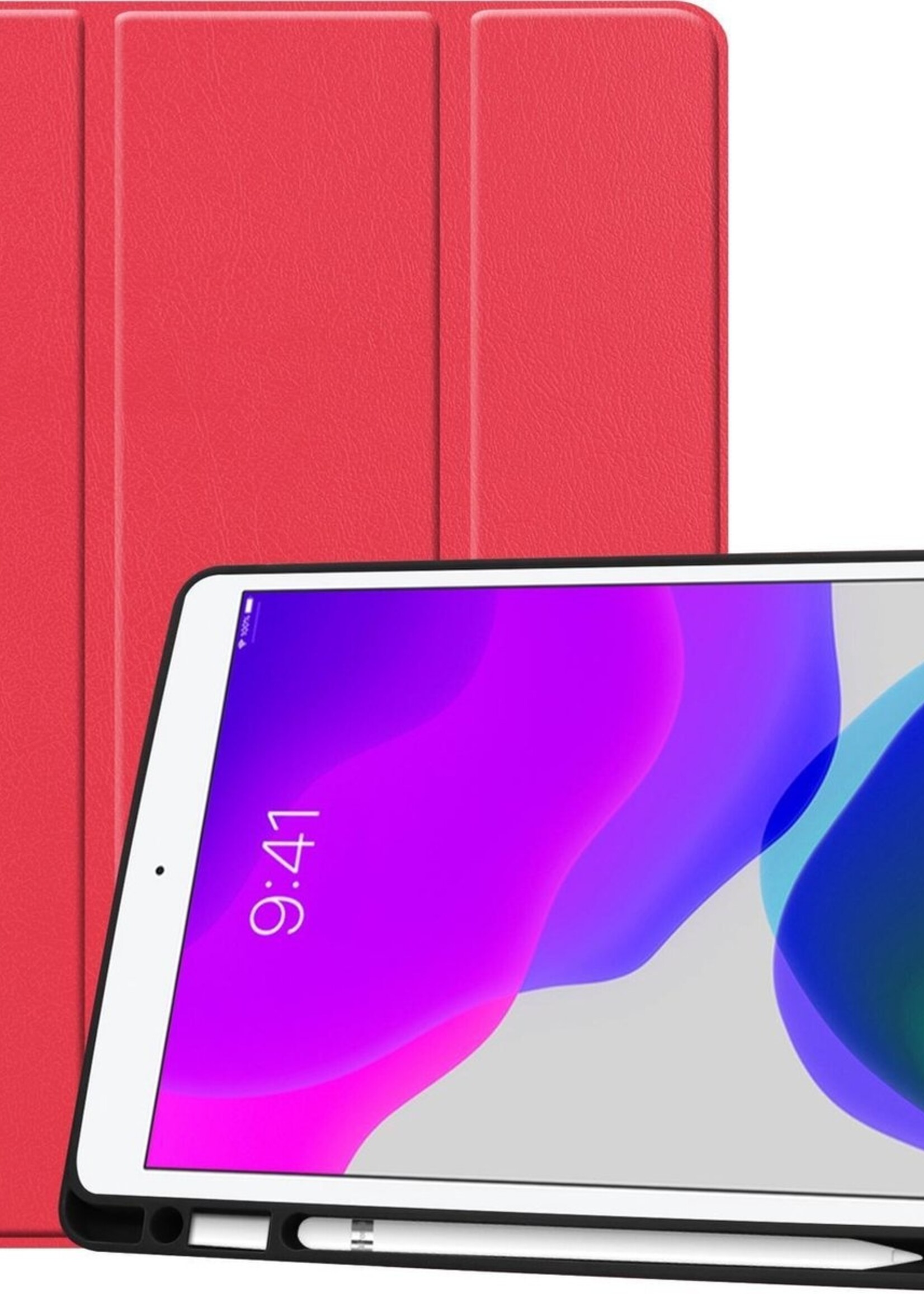LUQ Hoes Geschikt voor iPad 10.2 2019 Hoes Luxe Hoesje Case Met Uitsparing Geschikt voor Apple Pencil - Hoesje Geschikt voor iPad 7 Hoes Cover - Rood