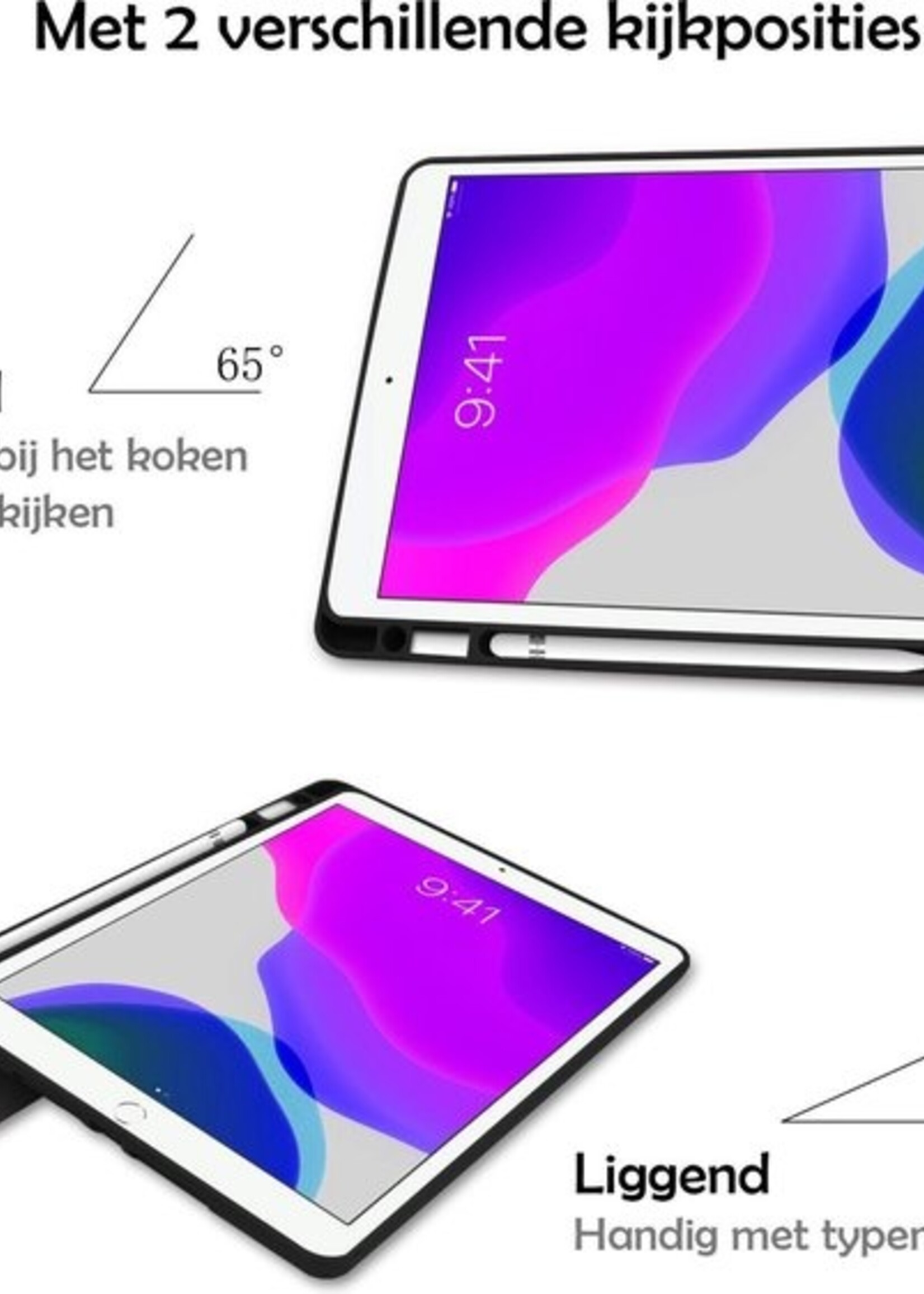 LUQ Hoes Geschikt voor iPad 10.2 2019 Hoes Luxe Hoesje Case Met Uitsparing Geschikt voor Apple Pencil - Hoesje Geschikt voor iPad 7 Hoes Cover - Zwart