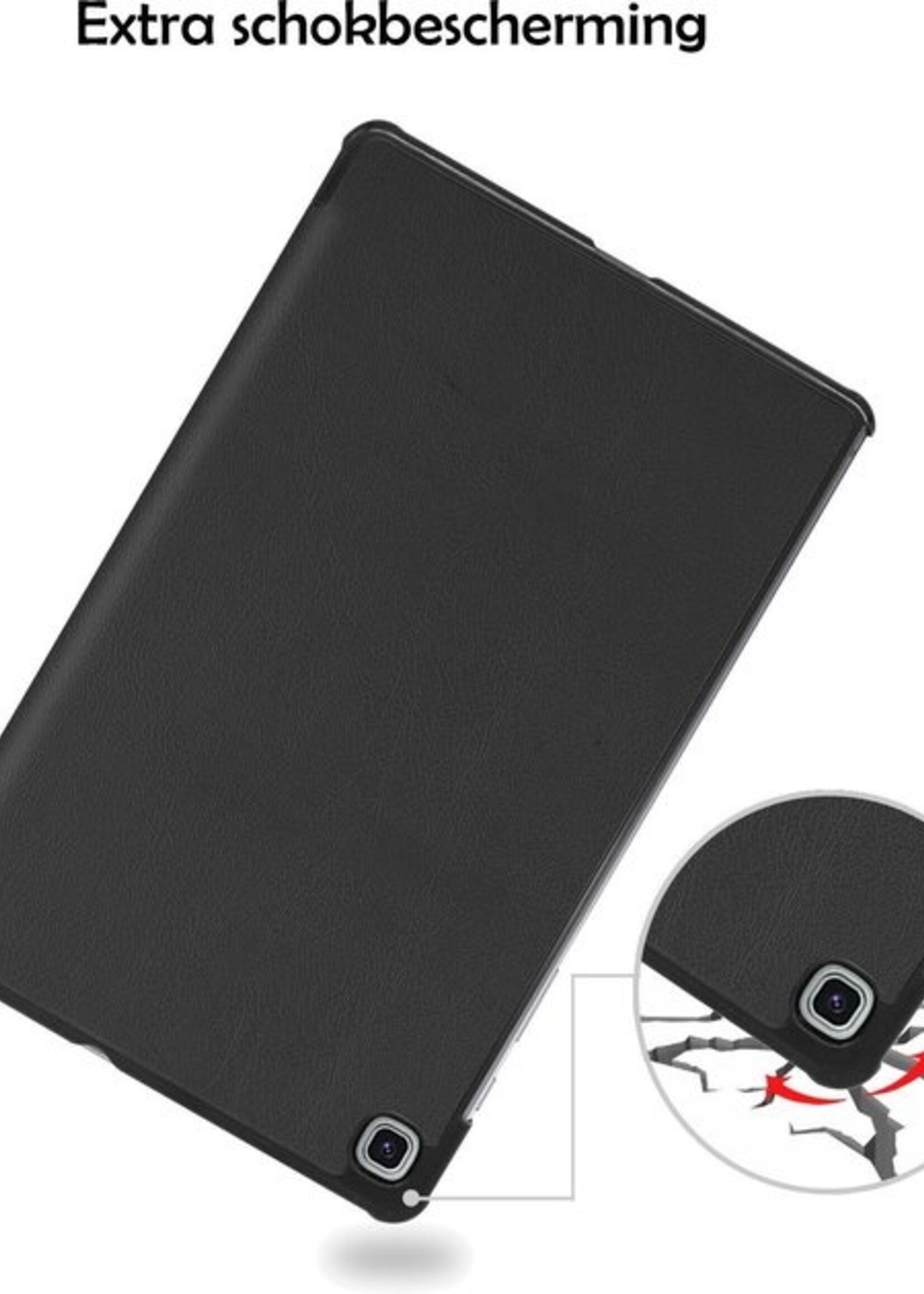 LUQ Hoes Geschikt voor Samsung Galaxy Tab S6 Lite Hoes Luxe Hoesje Book Case - Hoesje Geschikt voor Samsung Tab S6 Lite Hoes Cover - Zwart