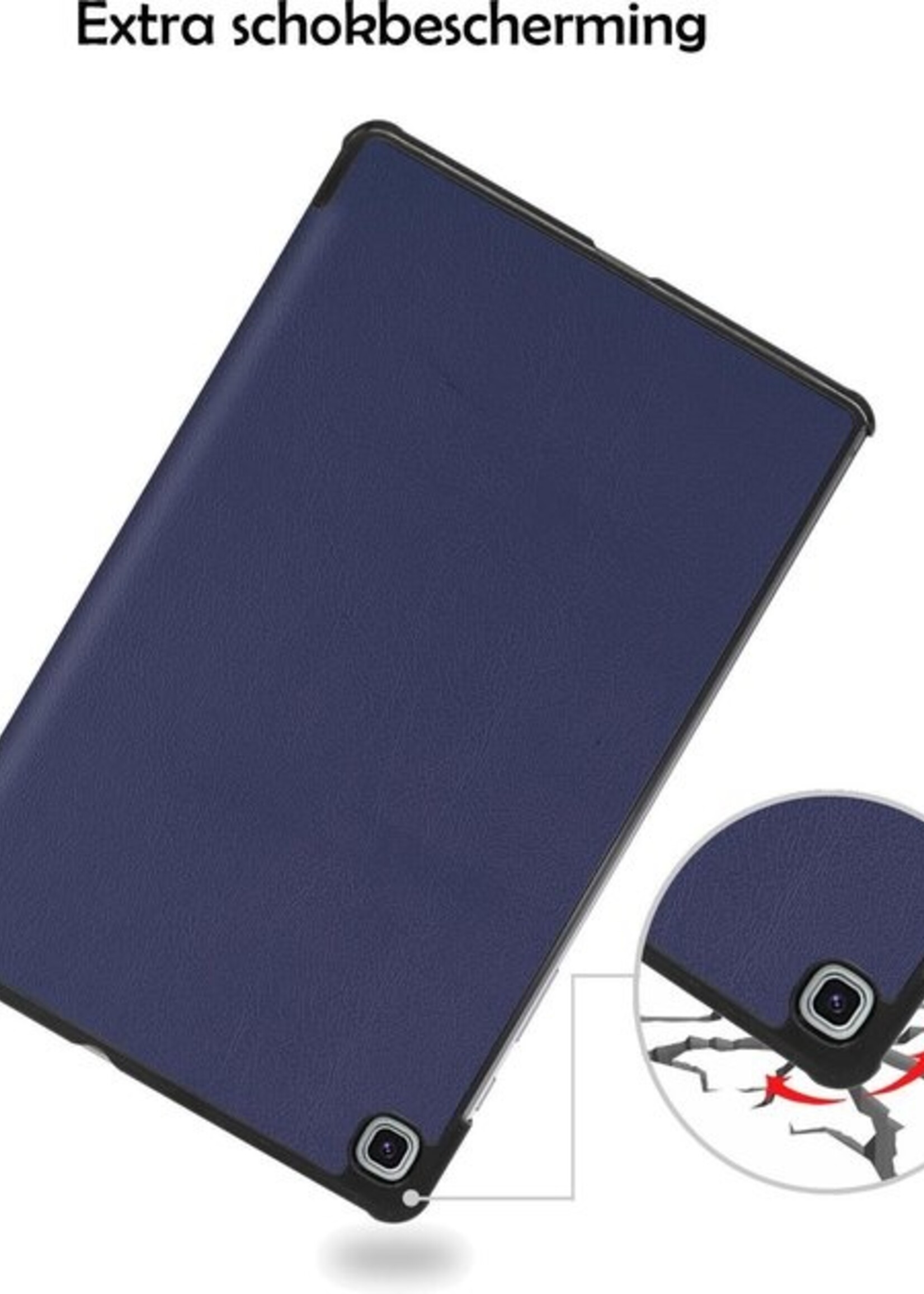 LUQ Hoes Geschikt voor Samsung Galaxy Tab S6 Lite Hoes Luxe Hoesje Book Case - Hoesje Geschikt voor Samsung Tab S6 Lite Hoes Cover - Donkerblauw