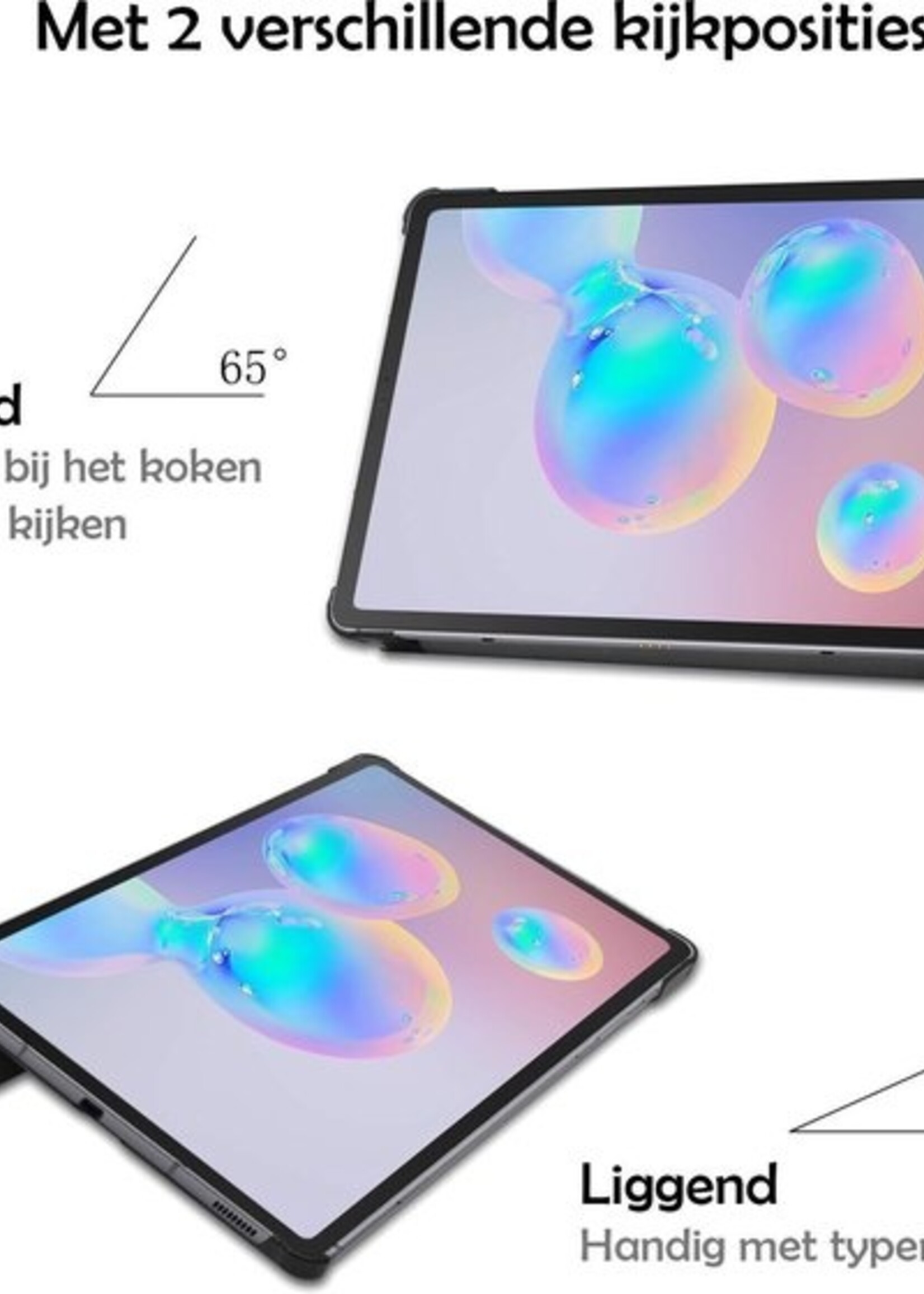 LUQ Hoes Geschikt voor Samsung Galaxy Tab S6 Lite Hoes Luxe Hoesje Book Case - Hoesje Geschikt voor Samsung Tab S6 Lite Hoes Cover - Paars