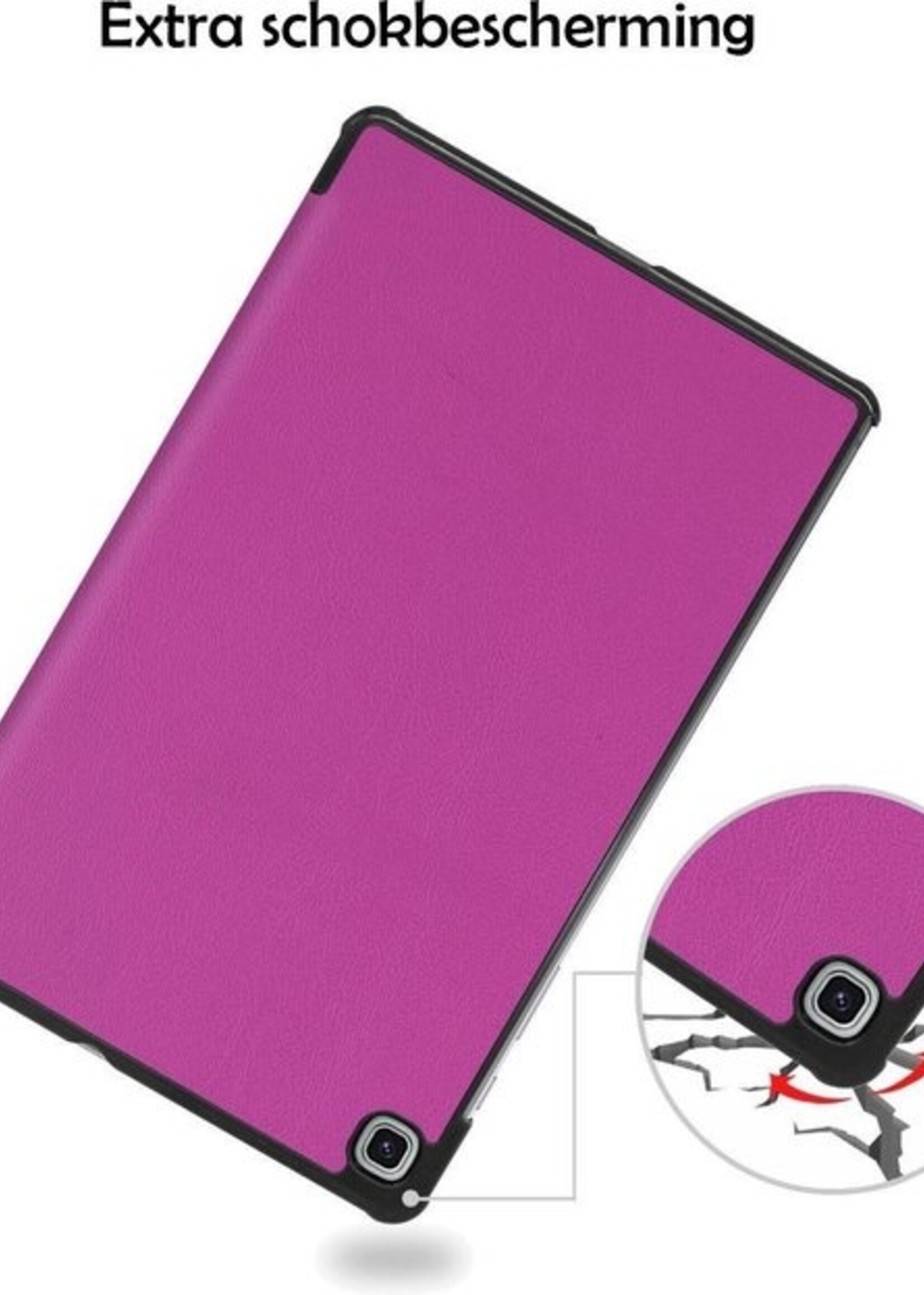 LUQ Hoes Geschikt voor Samsung Galaxy Tab S6 Lite Hoes Luxe Hoesje Book Case - Hoesje Geschikt voor Samsung Tab S6 Lite Hoes Cover - Paars