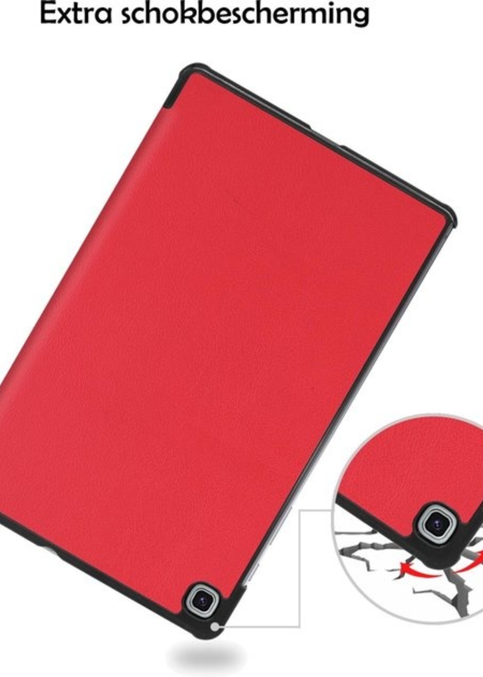 LUQ Hoes Geschikt voor Samsung Galaxy Tab S6 Lite Hoes Luxe Hoesje Book Case - Hoesje Geschikt voor Samsung Tab S6 Lite Hoes Cover - Rood