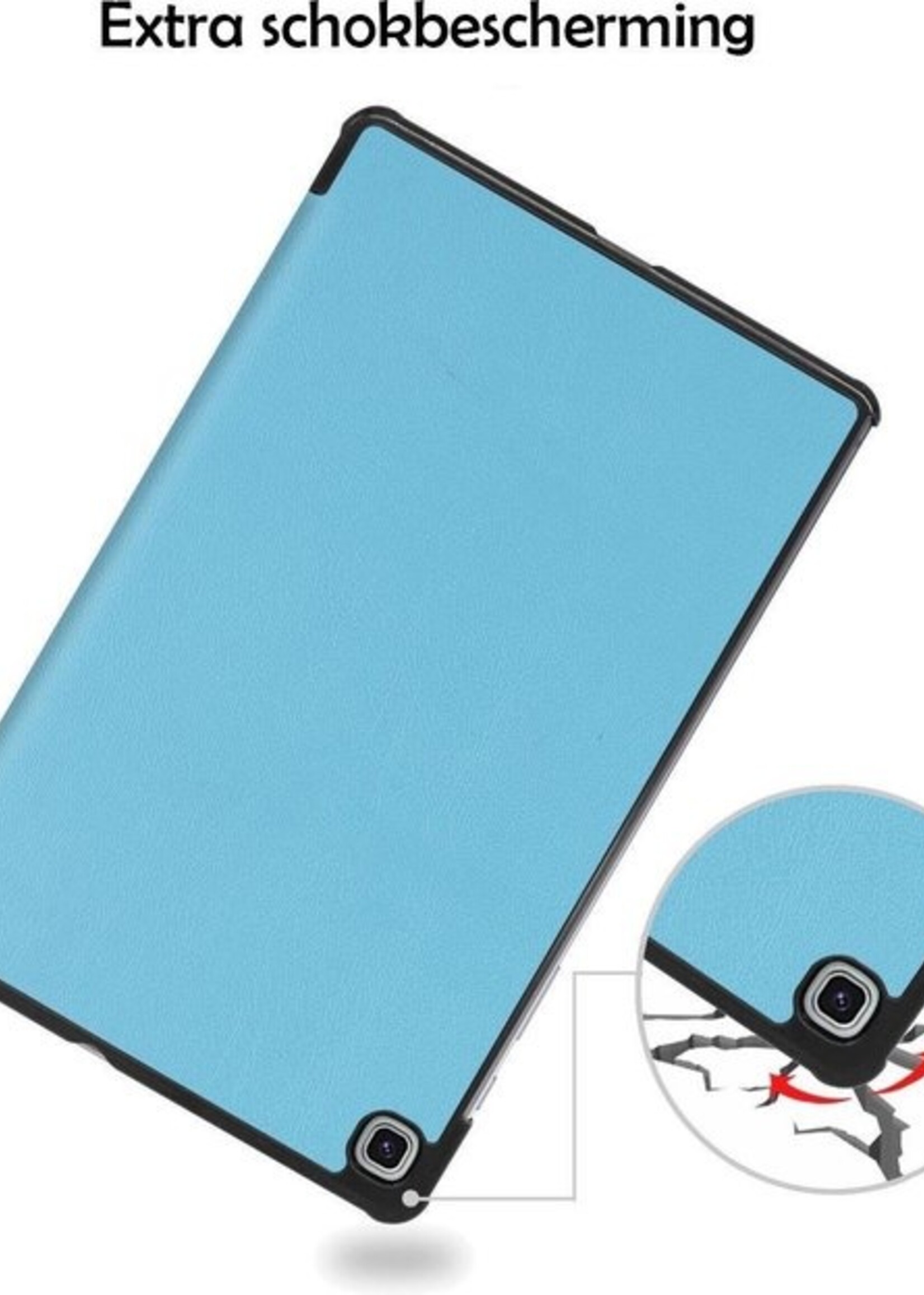 LUQ Hoes Geschikt voor Samsung Galaxy Tab S6 Lite Hoes Luxe Hoesje Book Case - Hoesje Geschikt voor Samsung Tab S6 Lite Hoes Cover - Lichtblauw