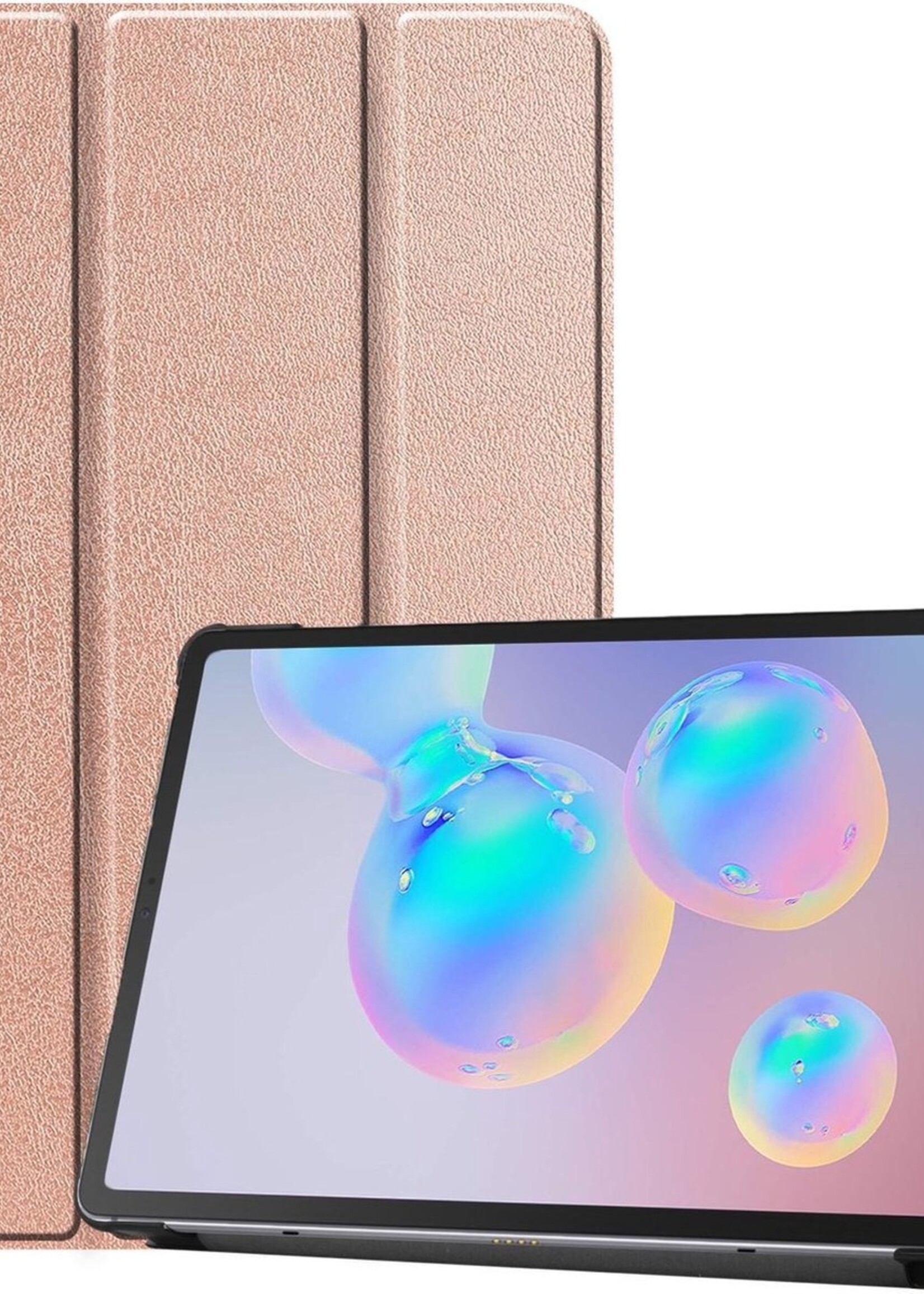 LUQ Hoes Geschikt voor Samsung Galaxy Tab S6 Lite Hoes Luxe Hoesje Book Case - Hoesje Geschikt voor Samsung Tab S6 Lite Hoes Cover - Rosé goud