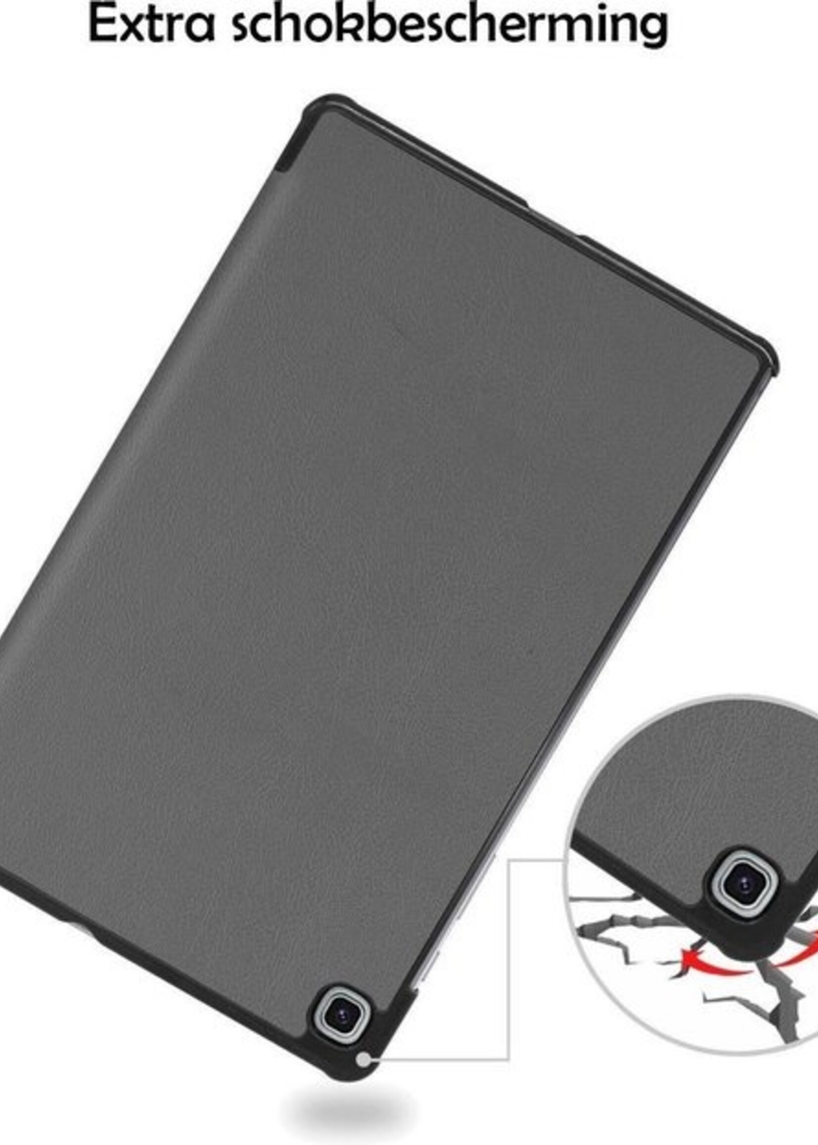 LUQ Hoes Geschikt voor Samsung Galaxy Tab S6 Lite Hoes Luxe Hoesje Book Case - Hoesje Geschikt voor Samsung Tab S6 Lite Hoes Cover - Grijs