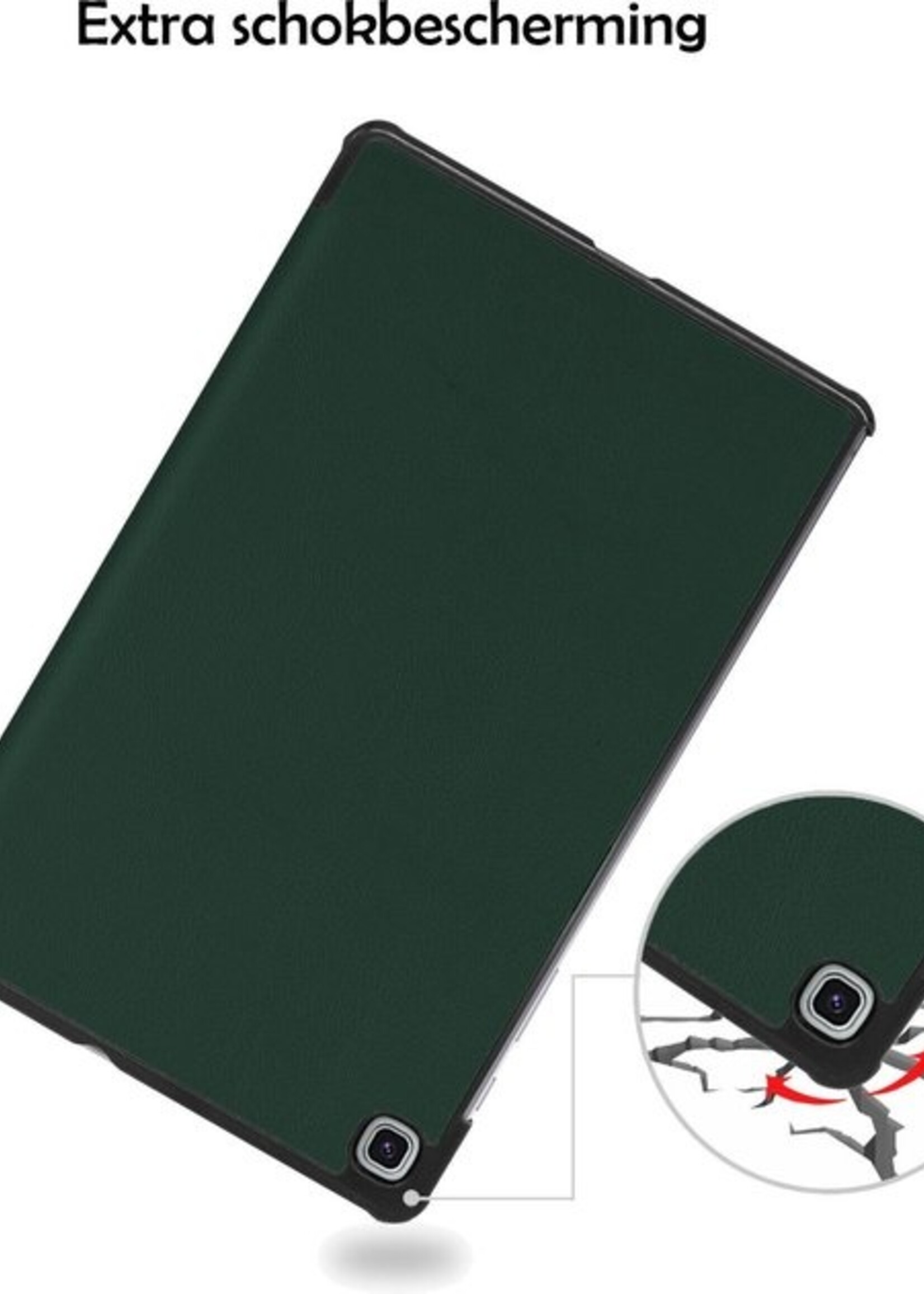LUQ Hoes Geschikt voor Samsung Galaxy Tab S6 Lite Hoes Luxe Hoesje Book Case - Hoesje Geschikt voor Samsung Tab S6 Lite Hoes Cover - Donkergroen
