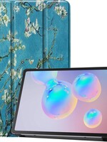 LUQ LUQ Samsung Galaxy Tab S6 Lite Hoesje Book Case - Witte bloesem