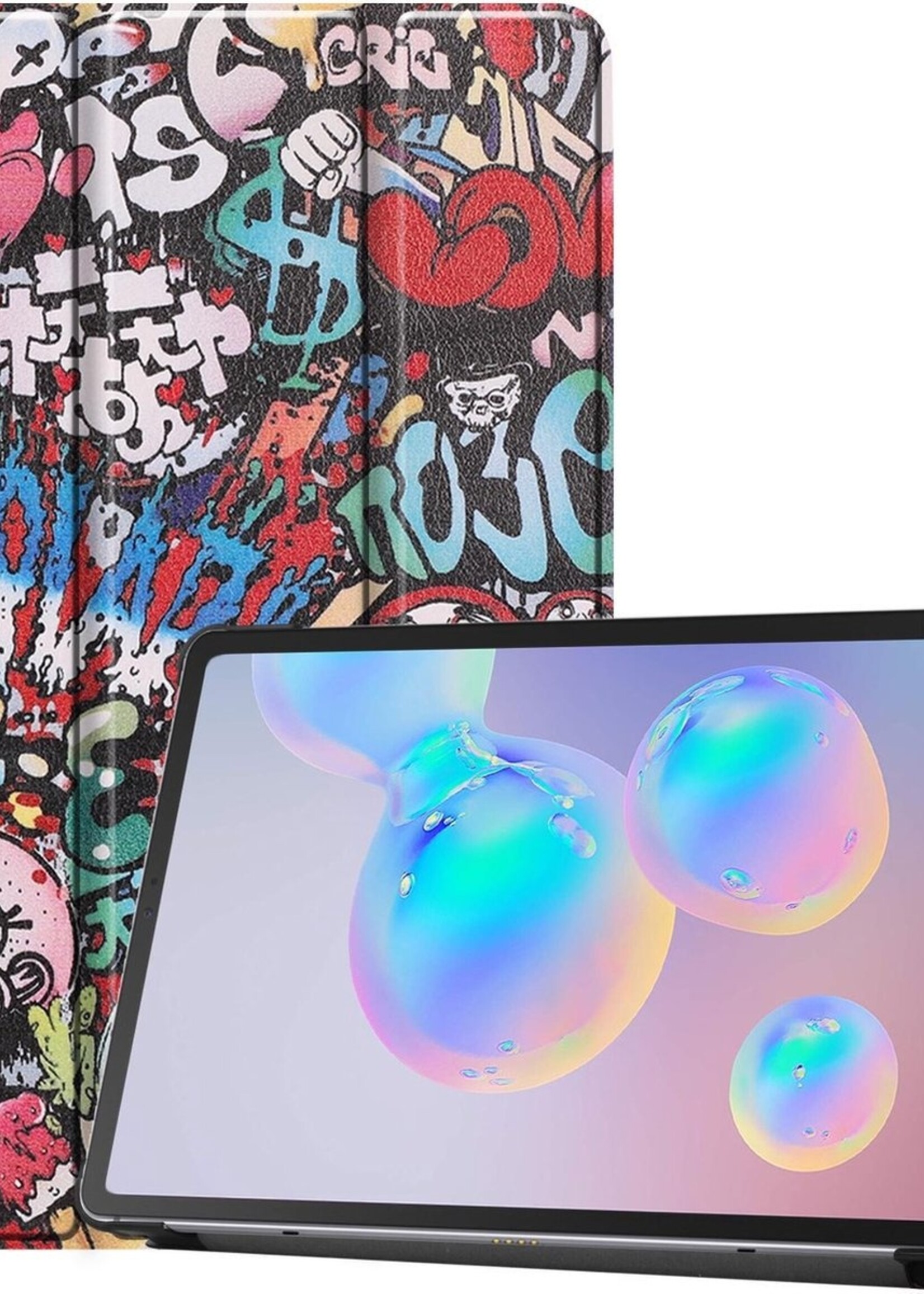 LUQ Hoes Geschikt voor Samsung Galaxy Tab S6 Lite Hoes Luxe Hoesje Book Case - Hoesje Geschikt voor Samsung Tab S6 Lite Hoes Cover - Graffity
