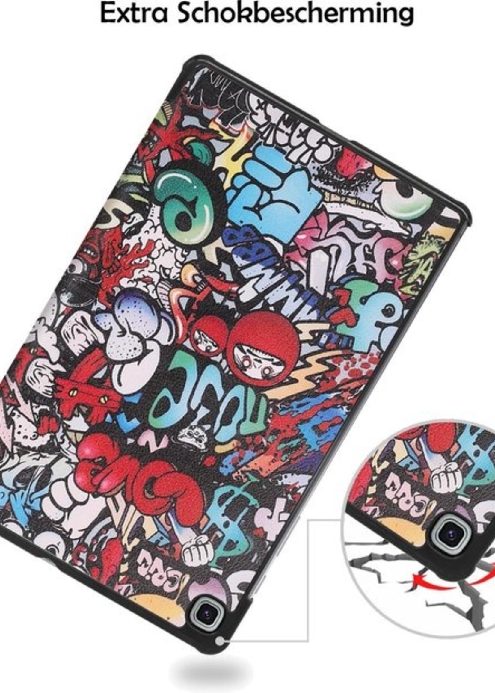 LUQ Hoes Geschikt voor Samsung Galaxy Tab S6 Lite Hoes Luxe Hoesje Book Case - Hoesje Geschikt voor Samsung Tab S6 Lite Hoes Cover - Graffity