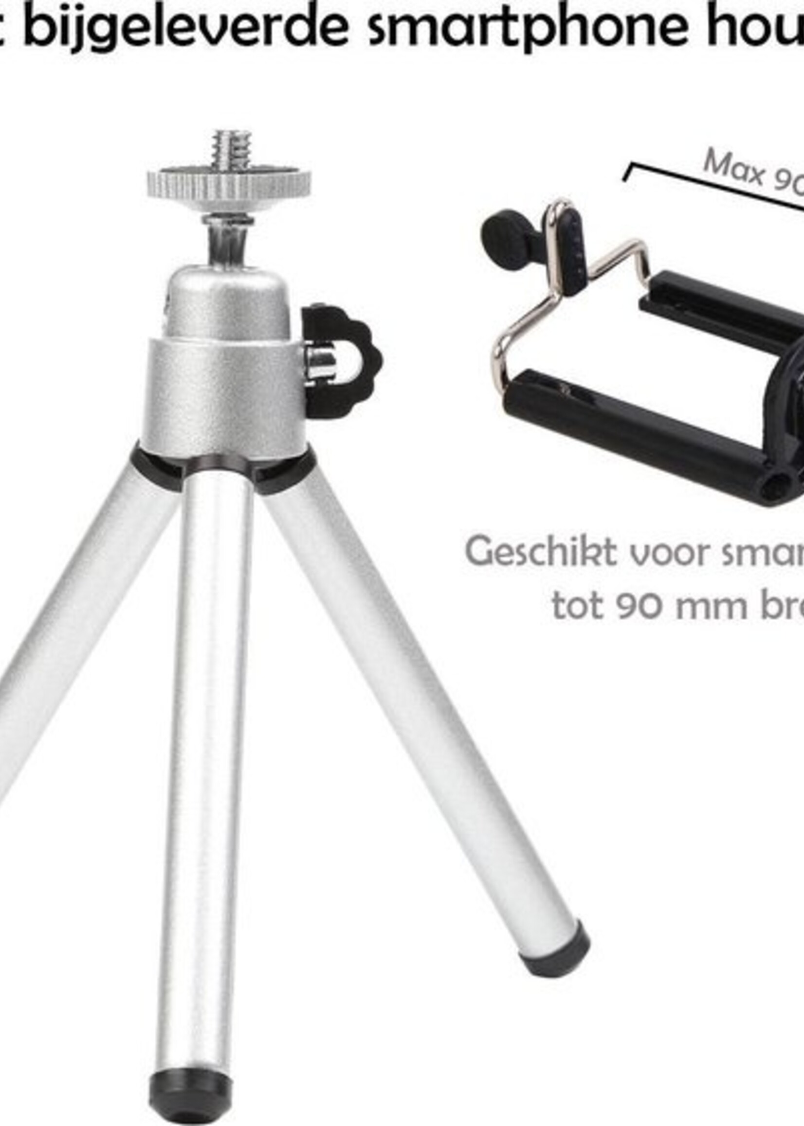 LUQ Mini Statief Smartphone Tripod Telefoon Houder - Zilver - 2 Stuks