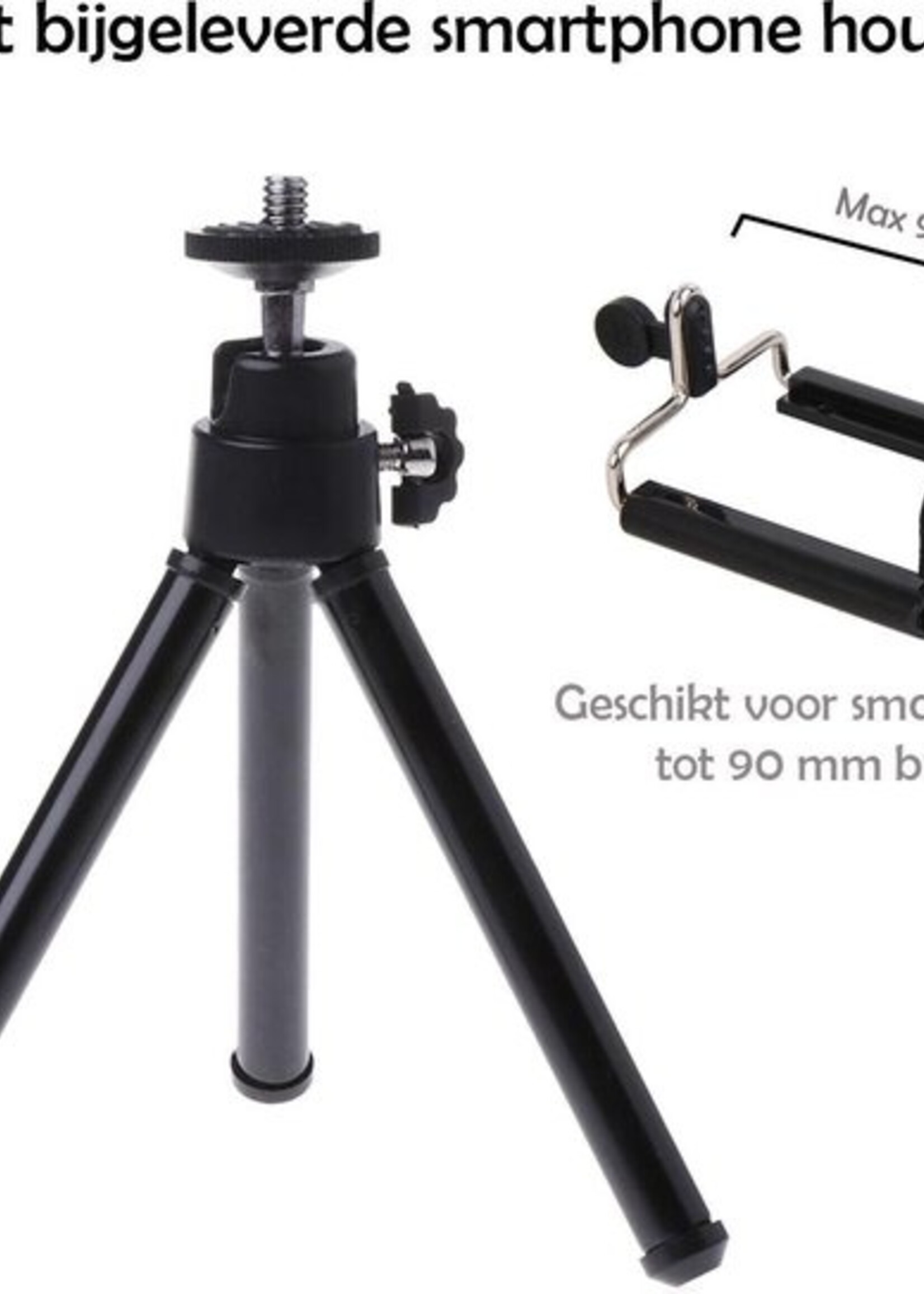 LUQ Mini Statief Smartphone Tripod Camera Telefoon Houder - Zwart