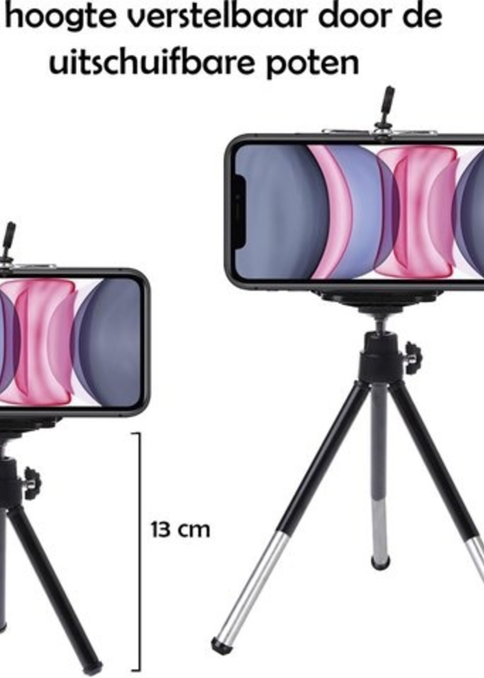 LUQ Mini Statief Smartphone Tripod Camera Telefoon Houder - Zwart
