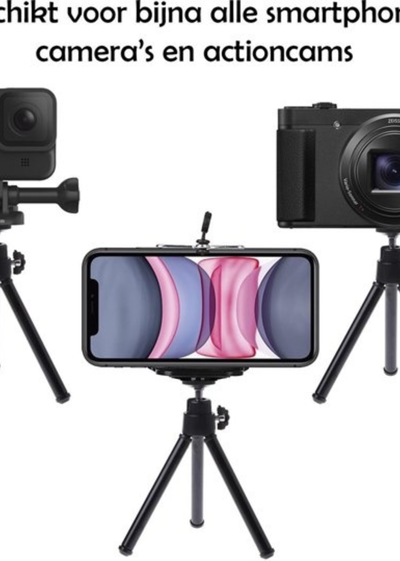 LUQ Mini Statief Smartphone Tripod Camera Telefoon Houder - Zwart