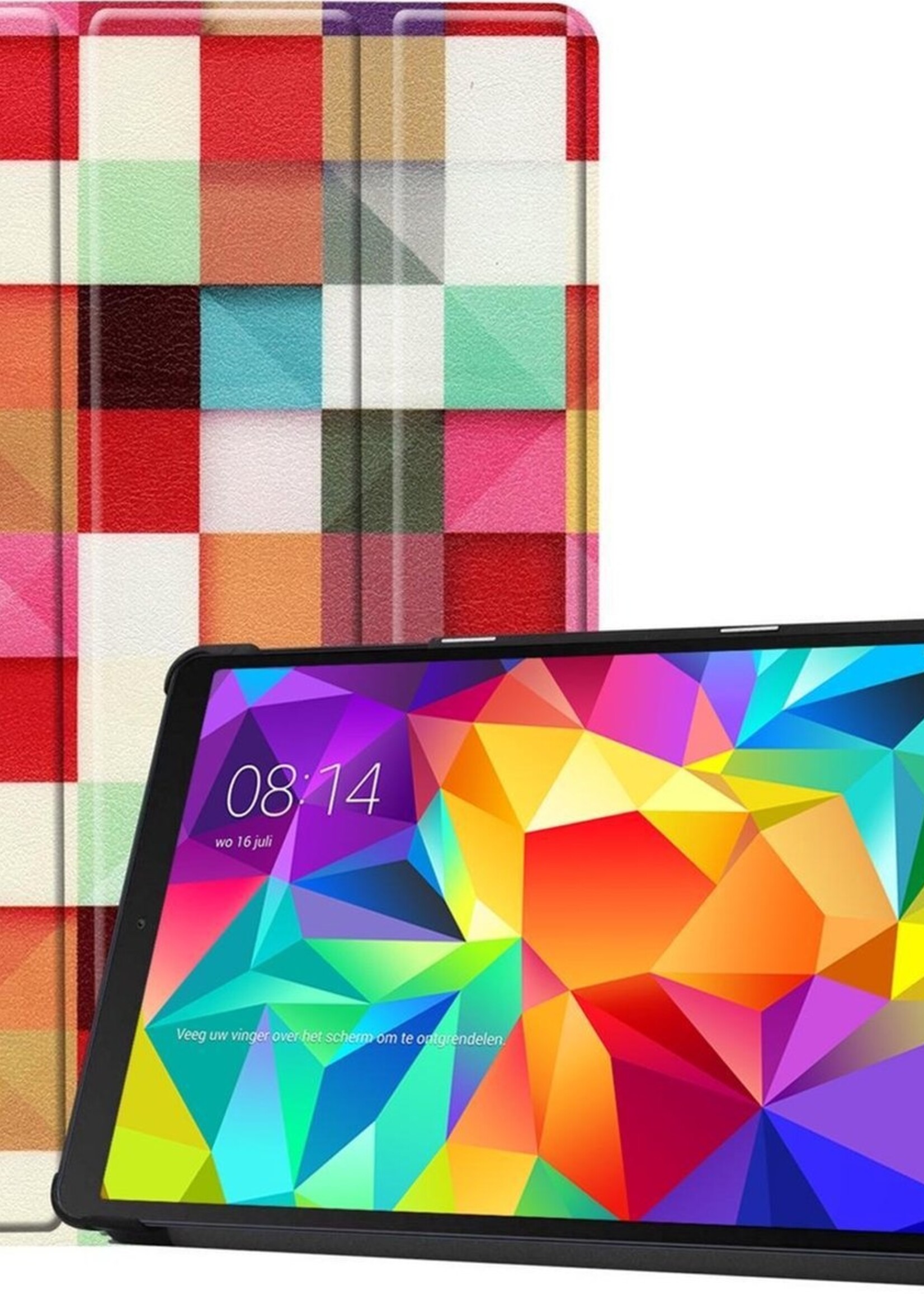 LUQ Hoes Geschikt voor Samsung Galaxy Tab A 10.1 2019 Hoes Luxe Hoesje Book Case - Hoesje Geschikt voor Samsung Tab A 10.1 2019 Hoes Cover - Blokken