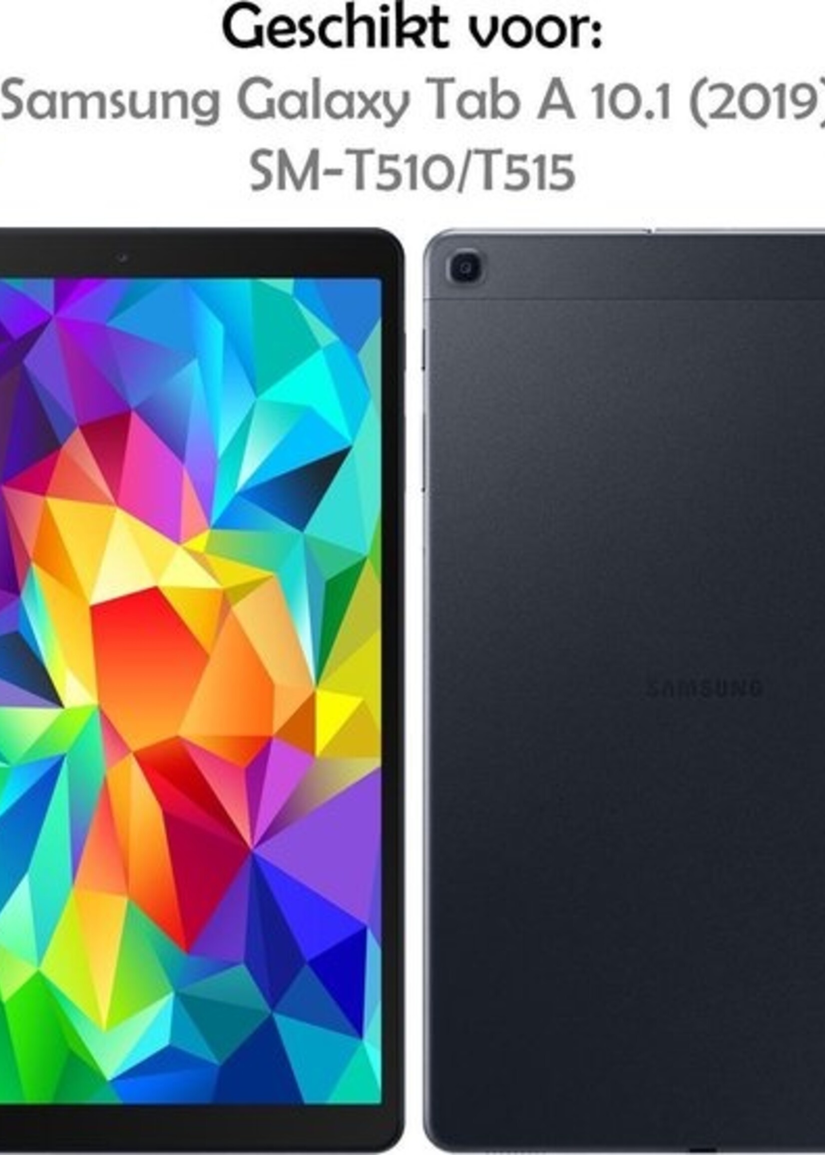 LUQ Hoes Geschikt voor Samsung Galaxy Tab A 10.1 2019 Hoes Luxe Hoesje Book Case - Hoesje Geschikt voor Samsung Tab A 10.1 2019 Hoes Cover - Blokken