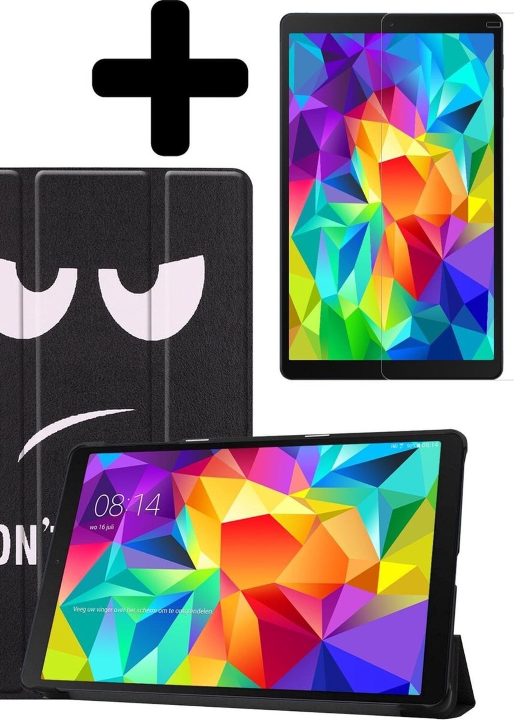 LUQ Hoes Geschikt voor Samsung Galaxy Tab A 10.1 2019 Hoes Luxe Hoesje Book Case Met Screenprotector - Hoesje Geschikt voor Samsung Tab A 10.1 2019 Hoes Cover - Don't Touch Me
