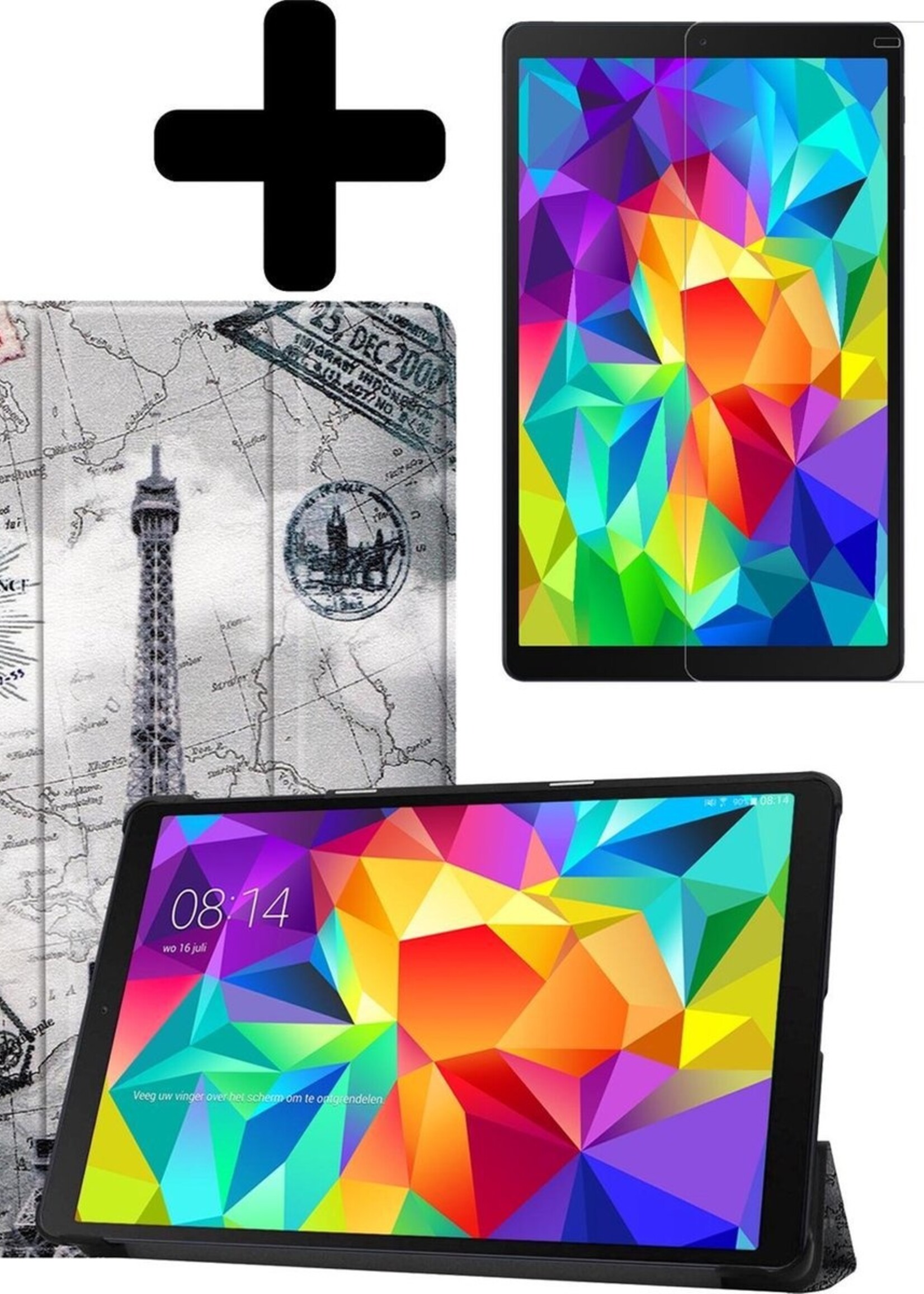 LUQ Hoes Geschikt voor Samsung Galaxy Tab A 10.1 2019 Hoes Luxe Hoesje Book Case Met Screenprotector - Hoesje Geschikt voor Samsung Tab A 10.1 2019 Hoes Cover - Eiffeltoren
