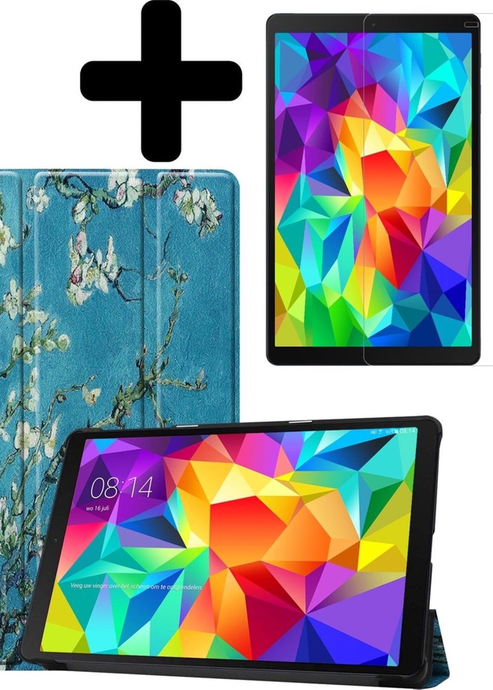 LUQ Hoes Geschikt voor Samsung Galaxy Tab A 10.1 2019 Hoes Luxe Hoesje Book Case Met Screenprotector - Hoesje Geschikt voor Samsung Tab A 10.1 2019 Hoes Cover - Bloesem