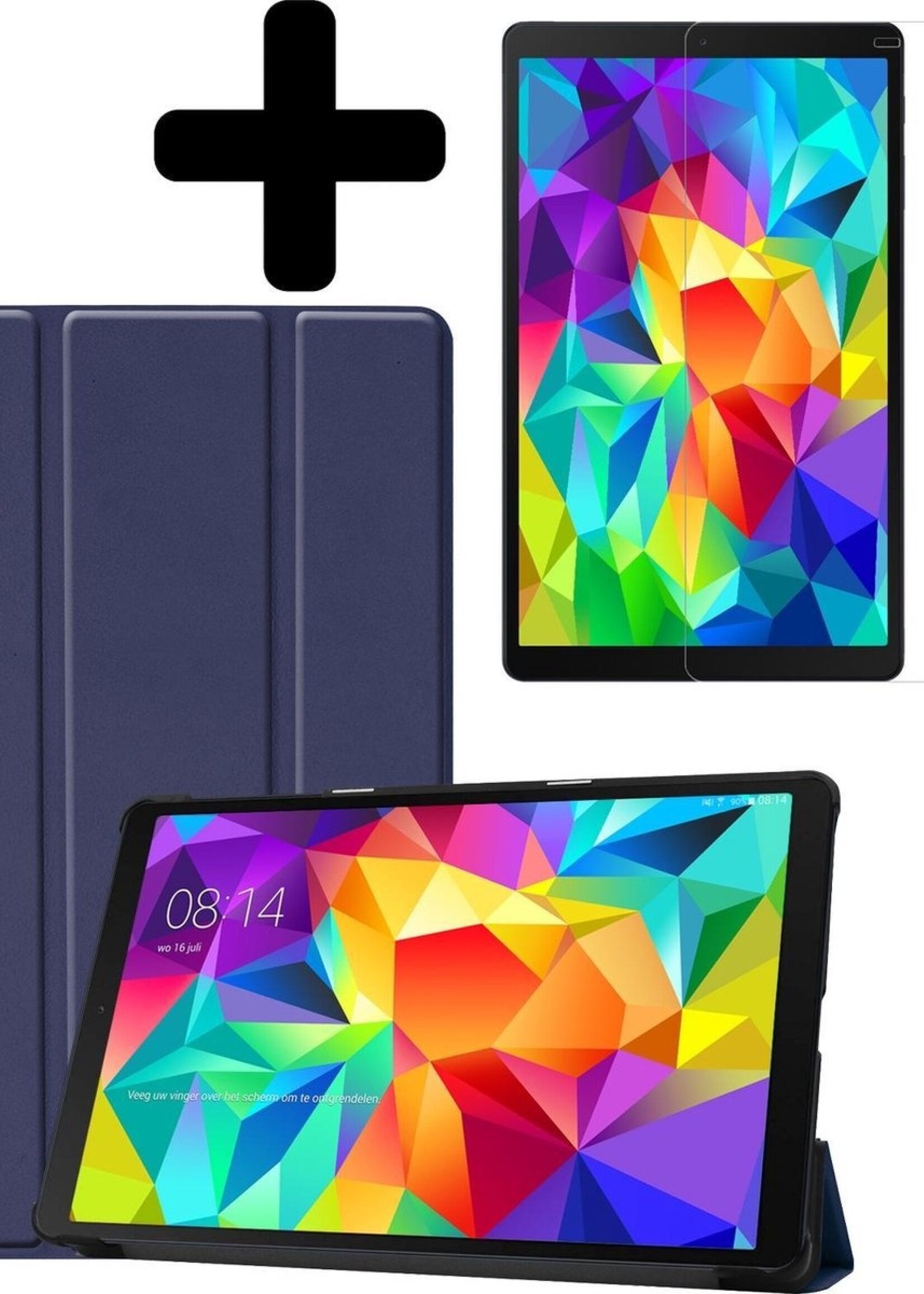 LUQ Hoes Geschikt voor Samsung Galaxy Tab A 10.1 2019 Hoes Luxe Hoesje Book Case Met Screenprotector - Hoesje Geschikt voor Samsung Tab A 10.1 2019 Hoes Cover - Donkerblauw