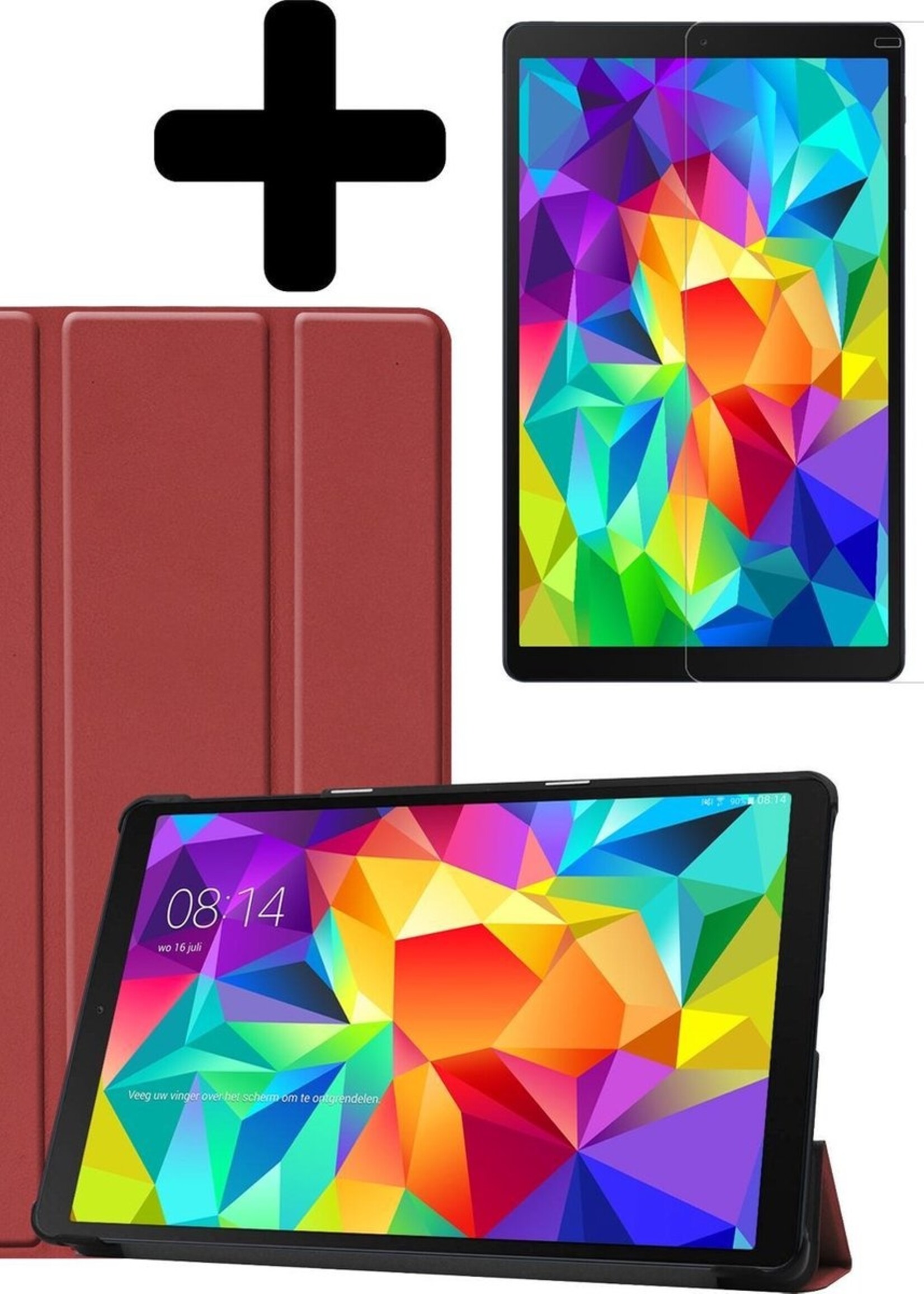 LUQ Hoes Geschikt voor Samsung Galaxy Tab A 10.1 2019 Hoes Luxe Hoesje Book Case Met Screenprotector - Hoesje Geschikt voor Samsung Tab A 10.1 2019 Hoes Cover - Donkerrood