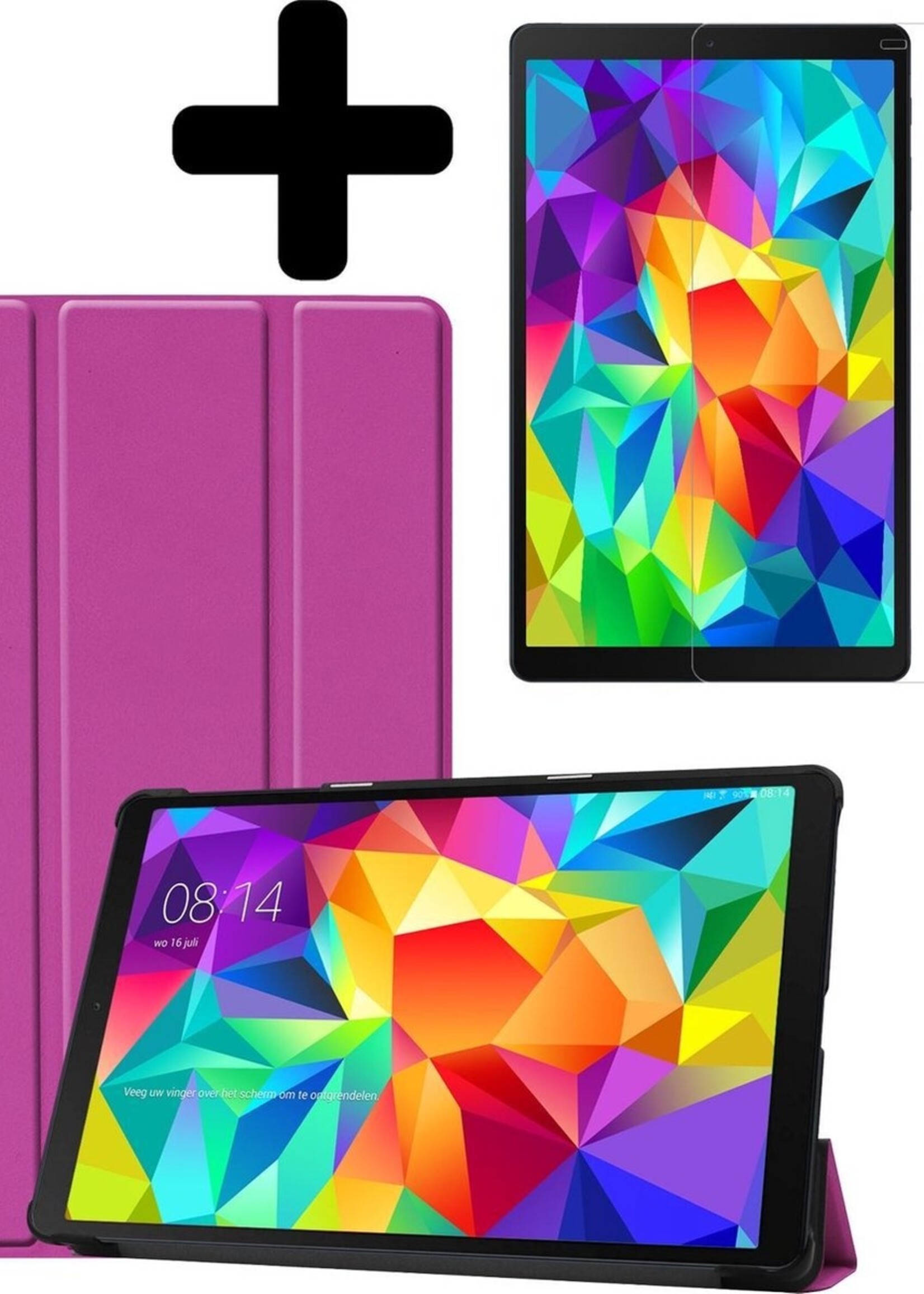 LUQ Hoes Geschikt voor Samsung Galaxy Tab A 10.1 2019 Hoes Luxe Hoesje Book Case Met Screenprotector - Hoesje Geschikt voor Samsung Tab A 10.1 2019 Hoes Cover - Paars