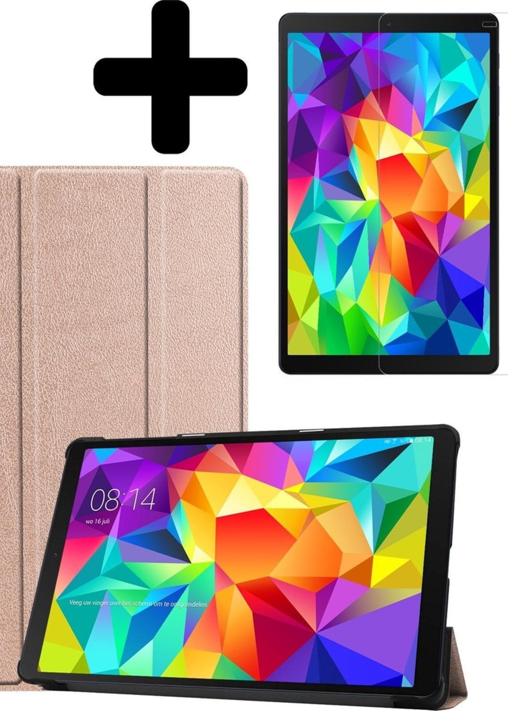 LUQ Hoes Geschikt voor Samsung Galaxy Tab A 10.1 2019 Hoes Luxe Hoesje Book Case Met Screenprotector - Hoesje Geschikt voor Samsung Tab A 10.1 2019 Hoes Cover - Rosé goud