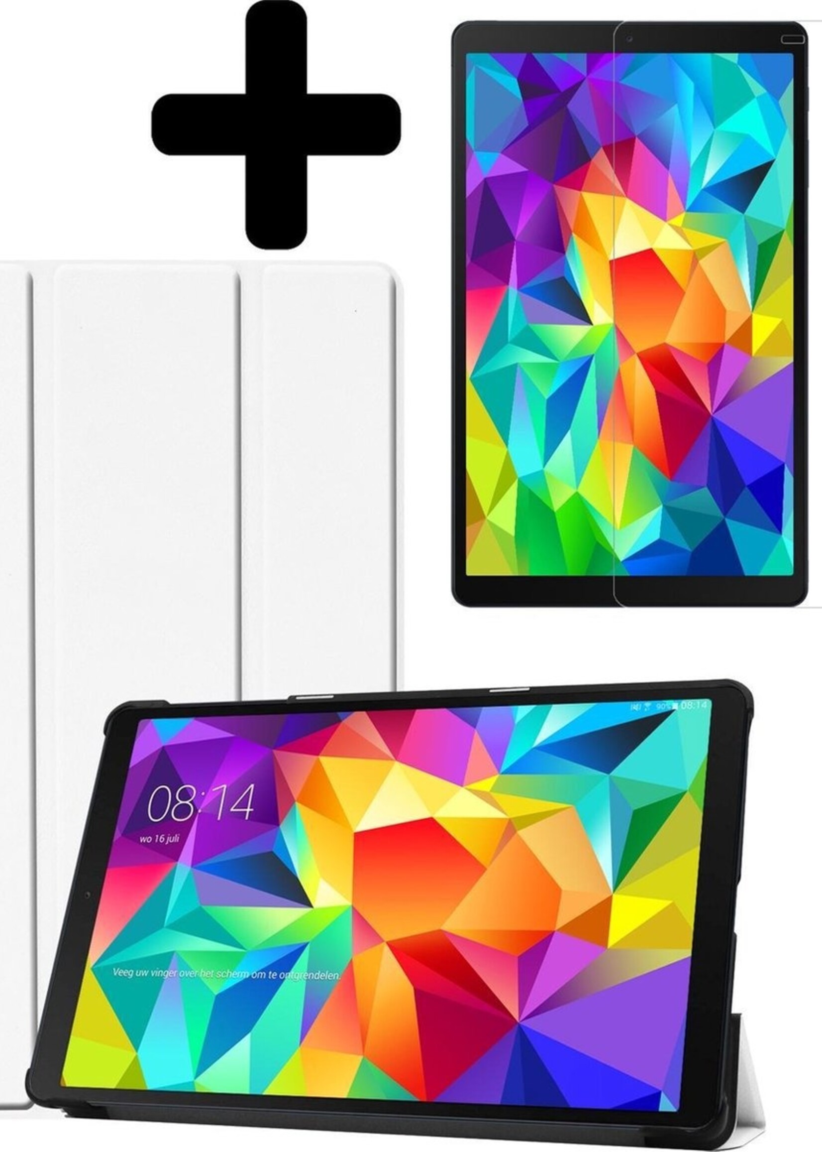 LUQ Hoes Geschikt voor Samsung Galaxy Tab A 10.1 2019 Hoes Luxe Hoesje Book Case Met Screenprotector - Hoesje Geschikt voor Samsung Tab A 10.1 2019 Hoes Cover - Wit