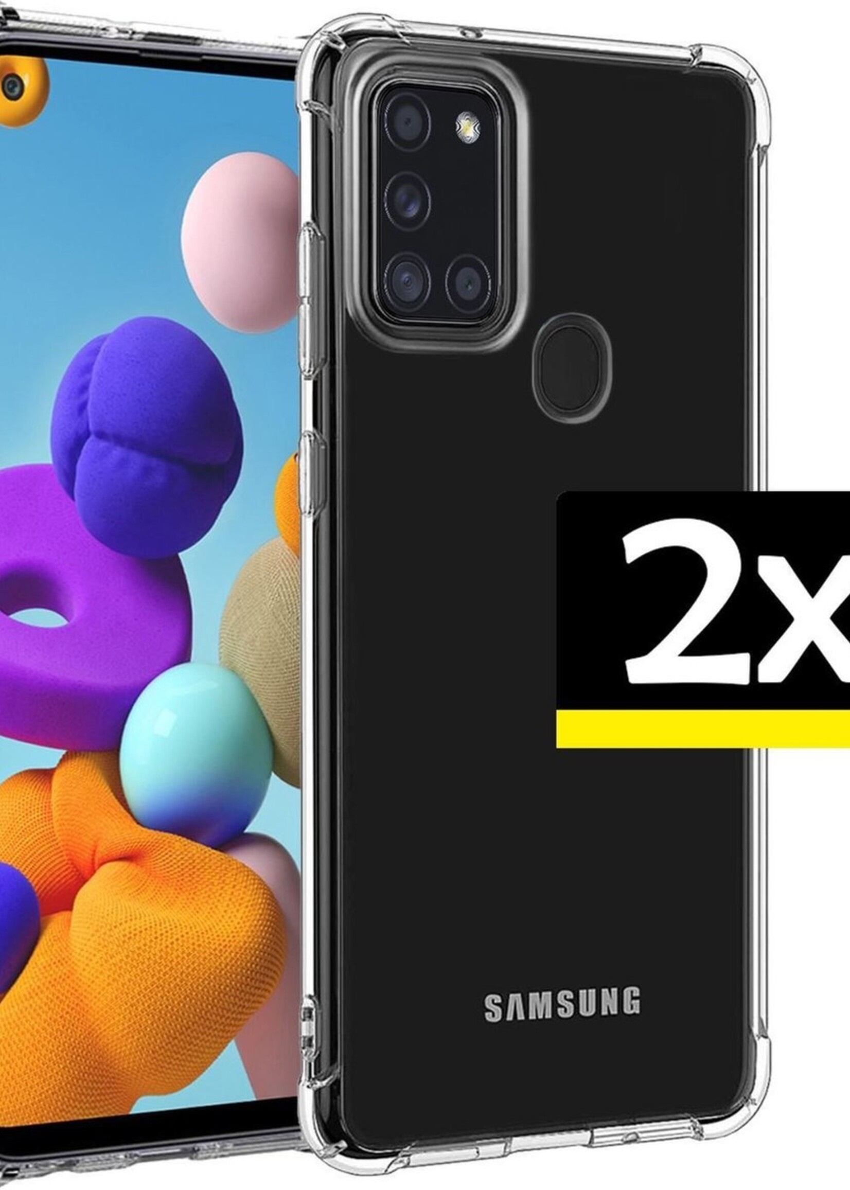 LUQ Hoesje Geschikt voor Samsung A21s Hoesje Shockproof Case Siliconen - Hoes Geschikt voor Samsung Galaxy A21s Hoes Cover Siliconen - Transparant - 2 Stuks