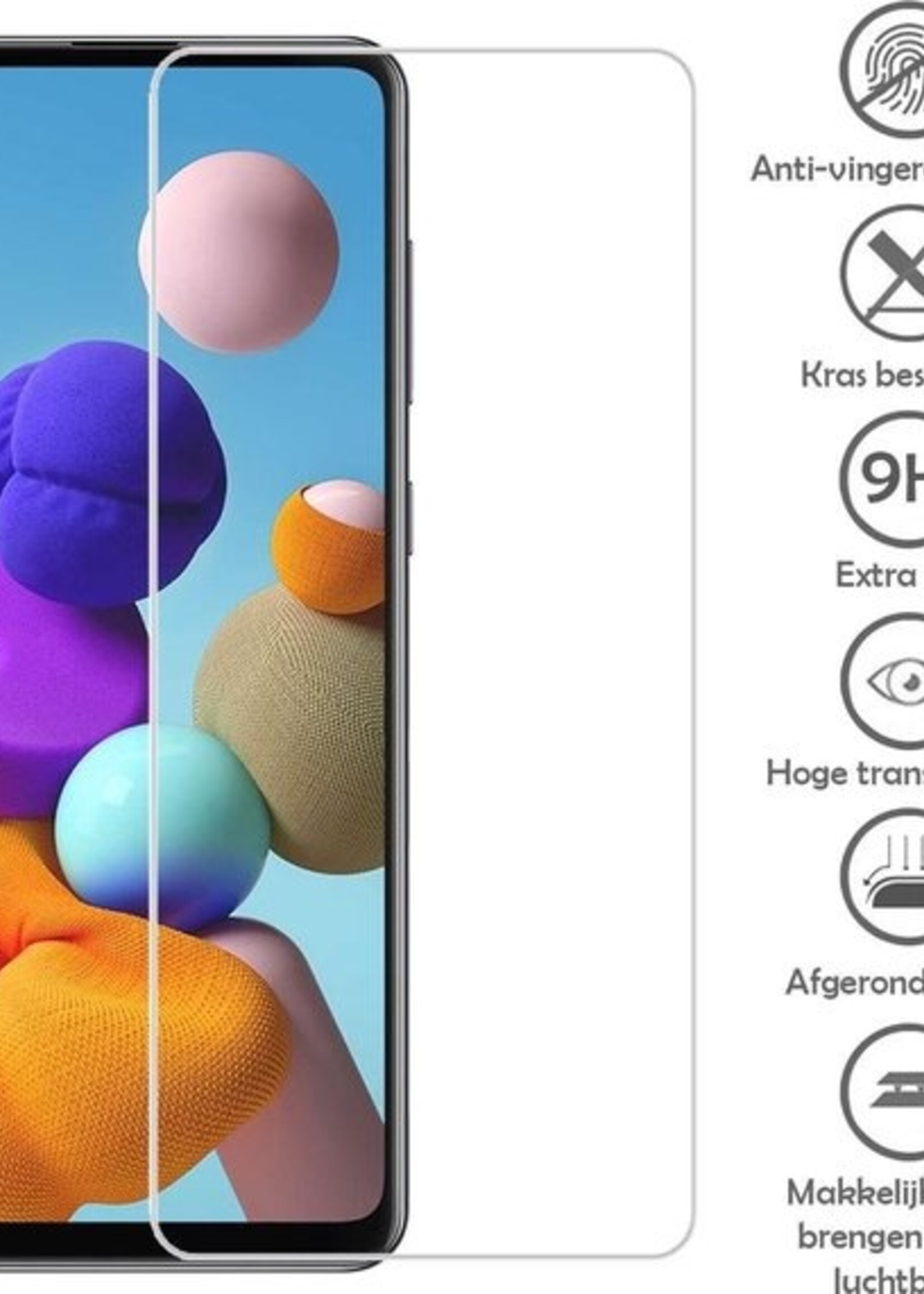 LUQ Hoesje Geschikt voor Samsung A21s Hoesje Shockproof Case Siliconen Met Screenprotector - Hoes Geschikt voor Samsung Galaxy A21s Hoes Cover Siliconen - Transparant